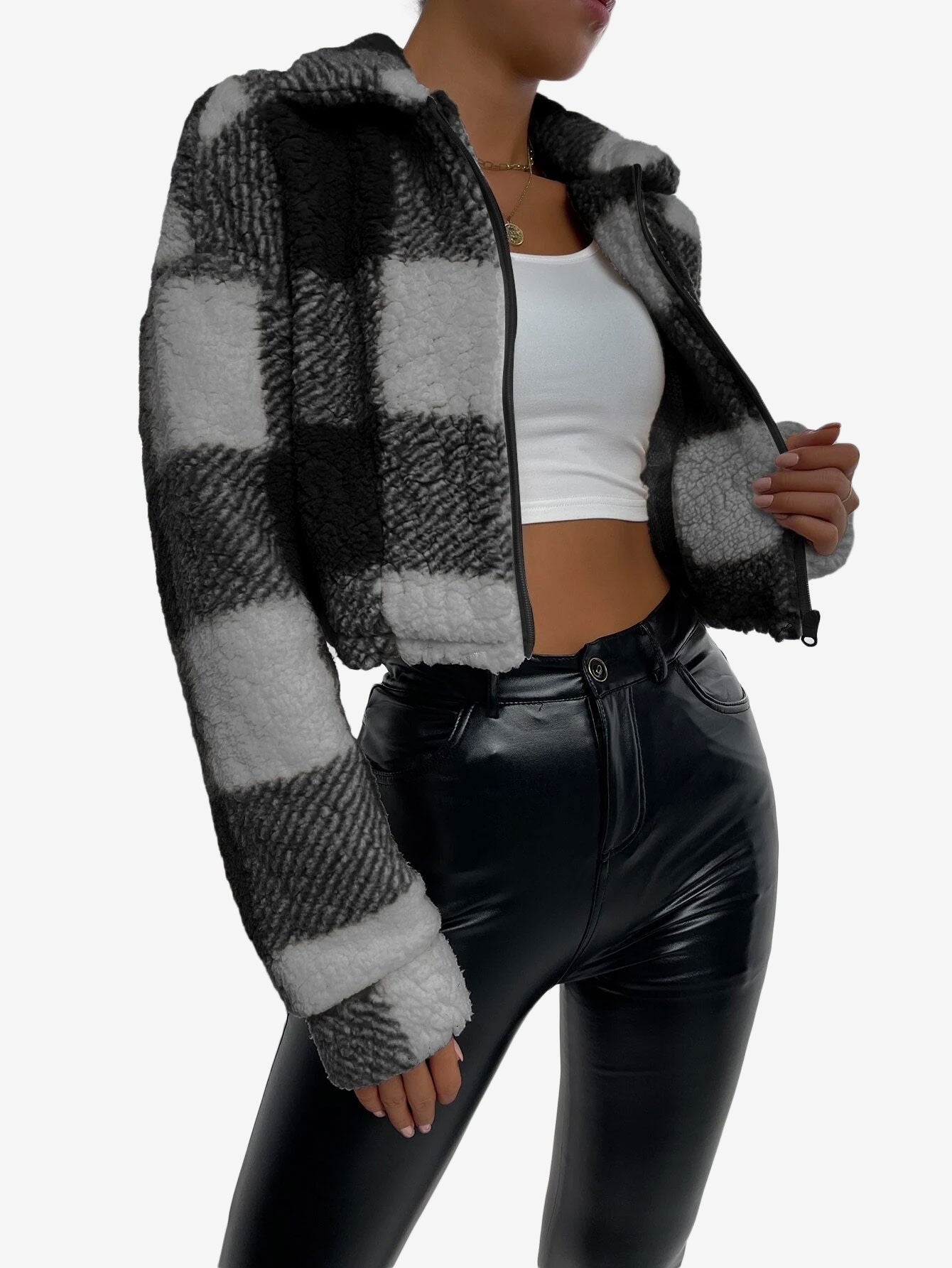 Print Drop Shoulder Zip Up Jacket