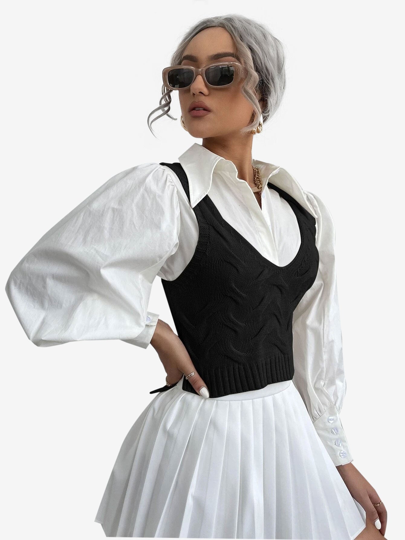 Cable Knit Sweater Vest