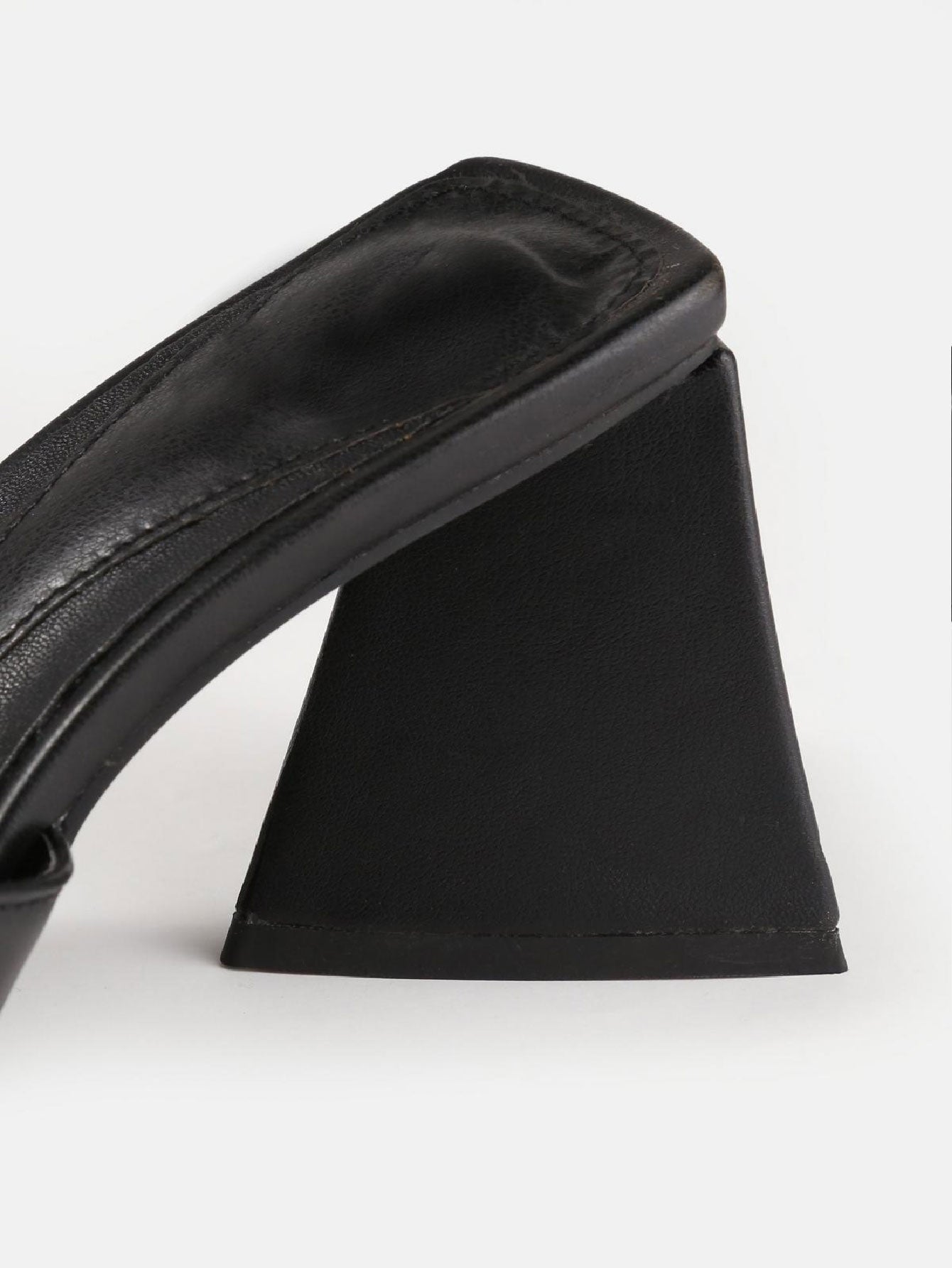 Faux Leather Triangular Heeled Sandals
