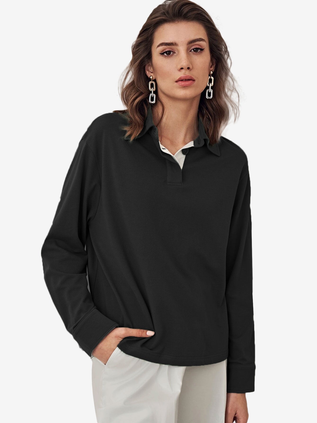 Cotton Basic Button Polo Shirt