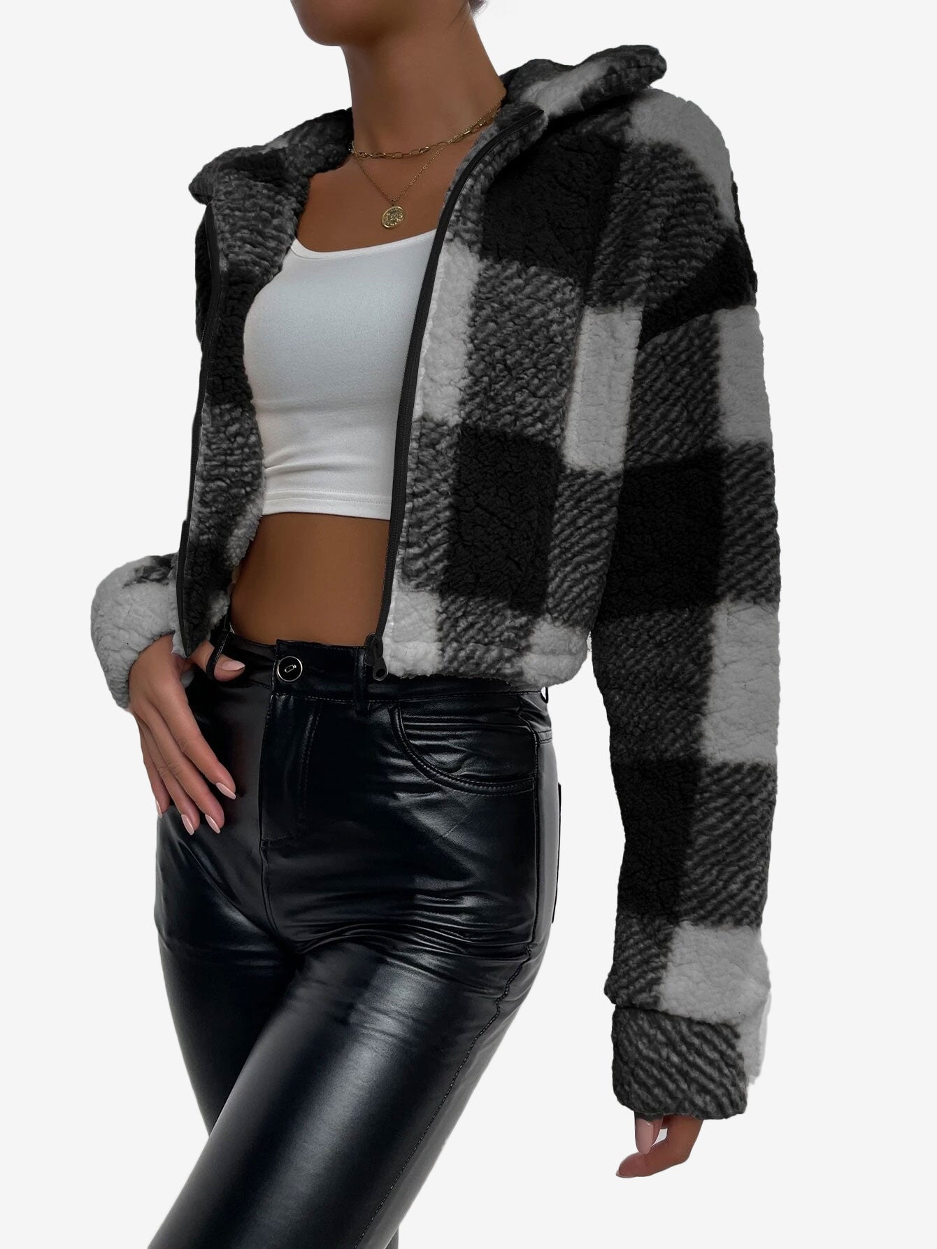 Print Drop Shoulder Zip Up Jacket