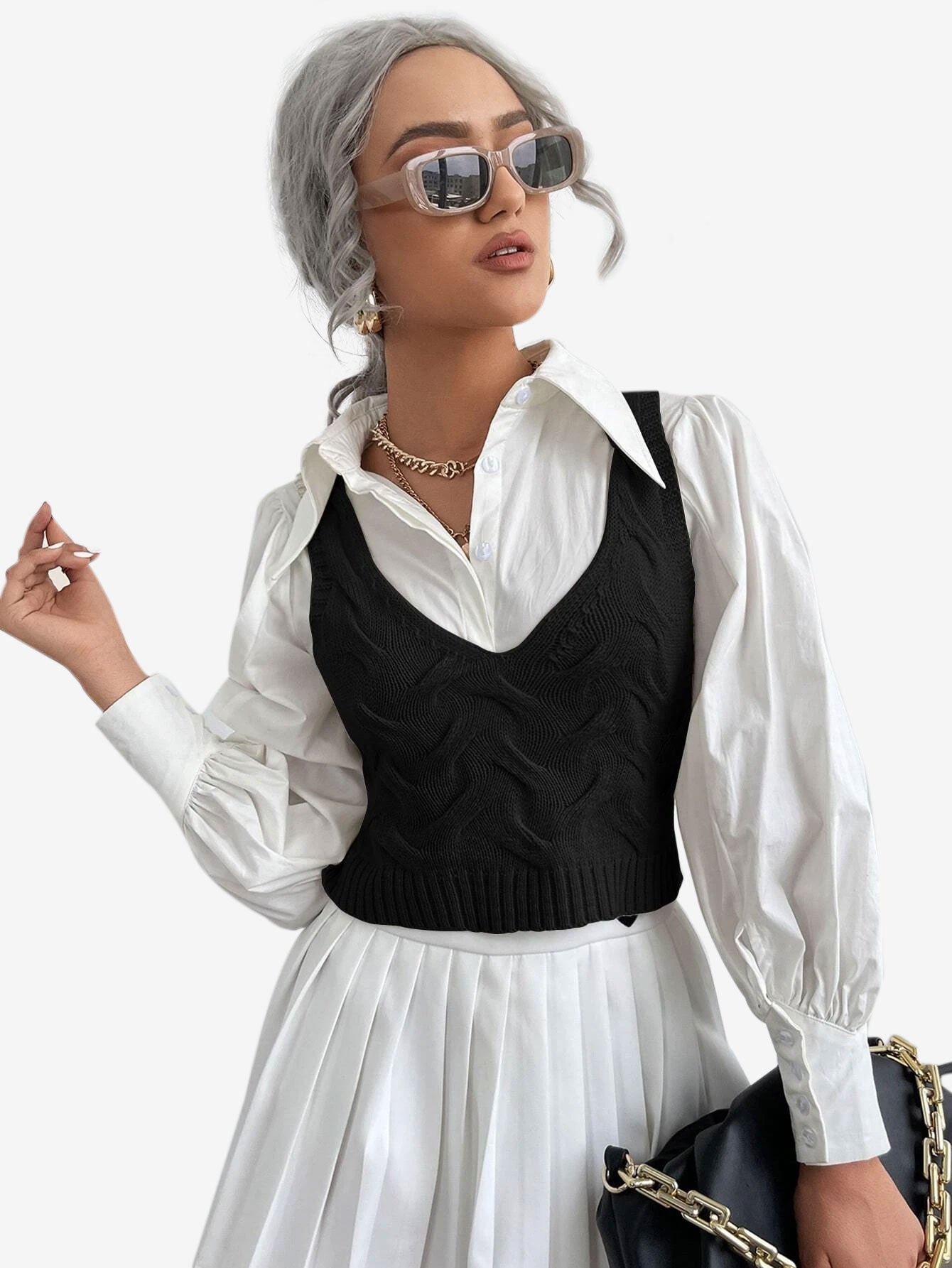 Cable Knit Sweater Vest