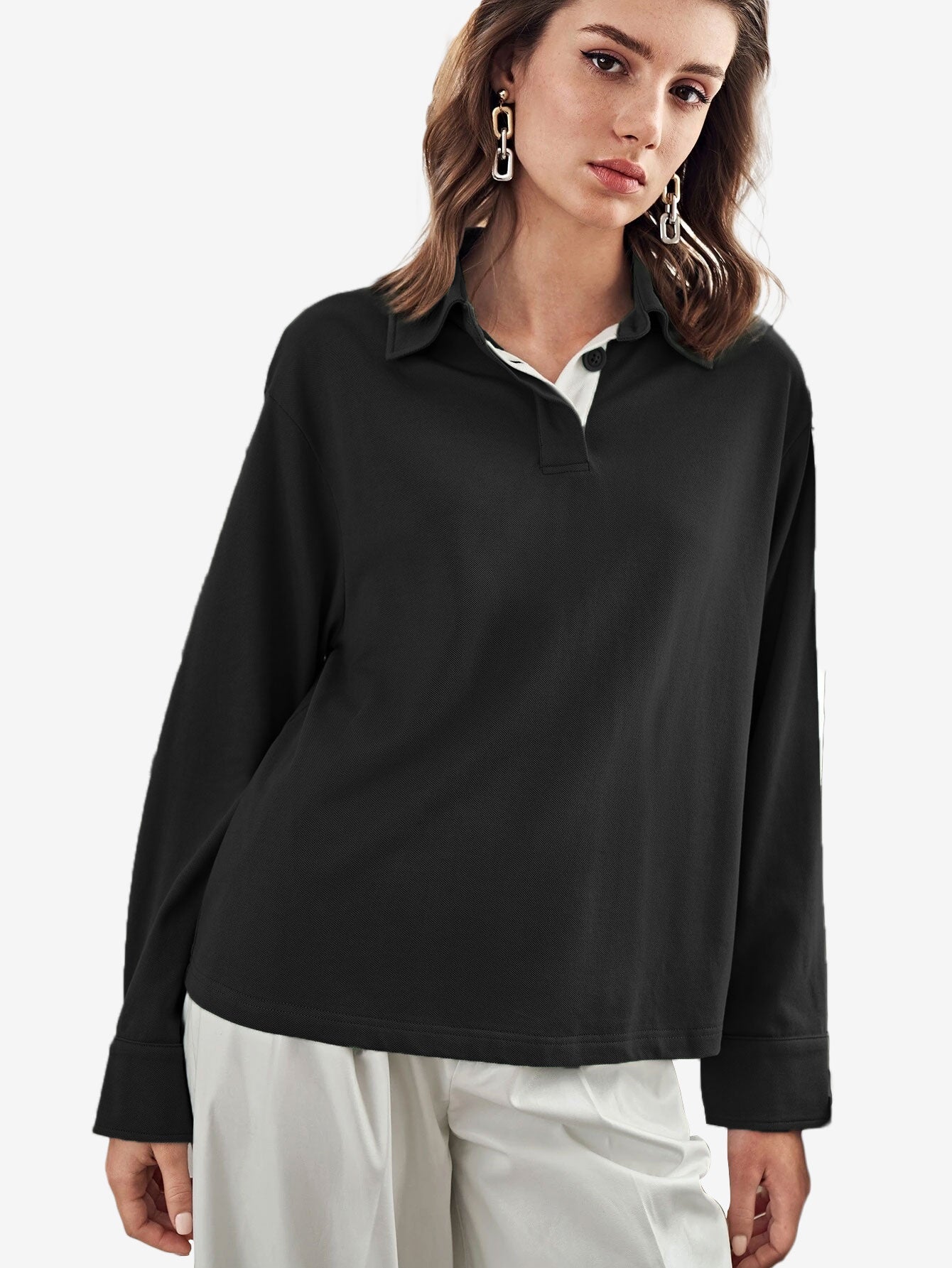 Cotton Basic Button Polo Shirt