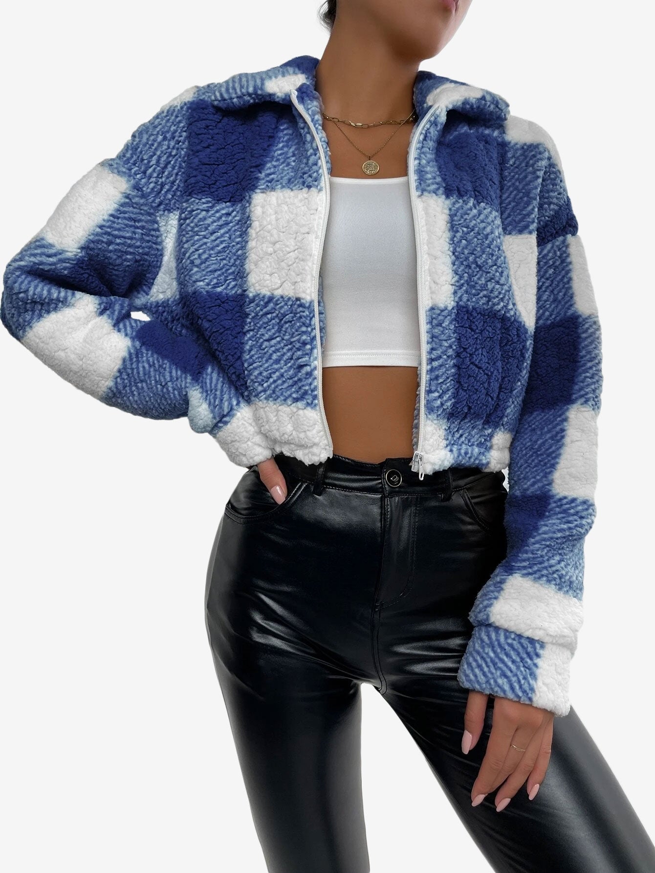 Print Drop Shoulder Zip Up Jacket