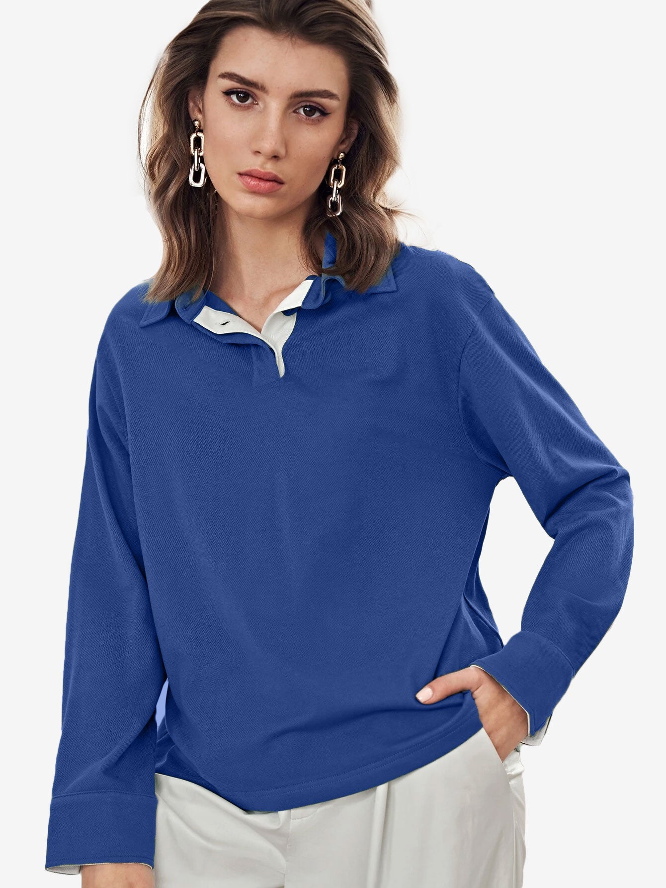 Cotton Basic Button Polo Shirt