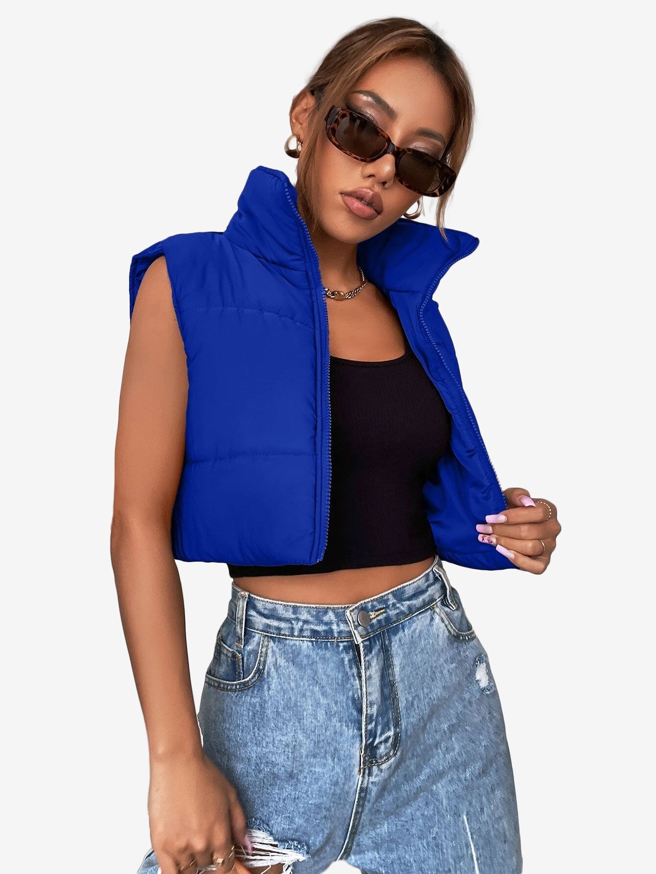 Crop Sleeveless Puffer Coat