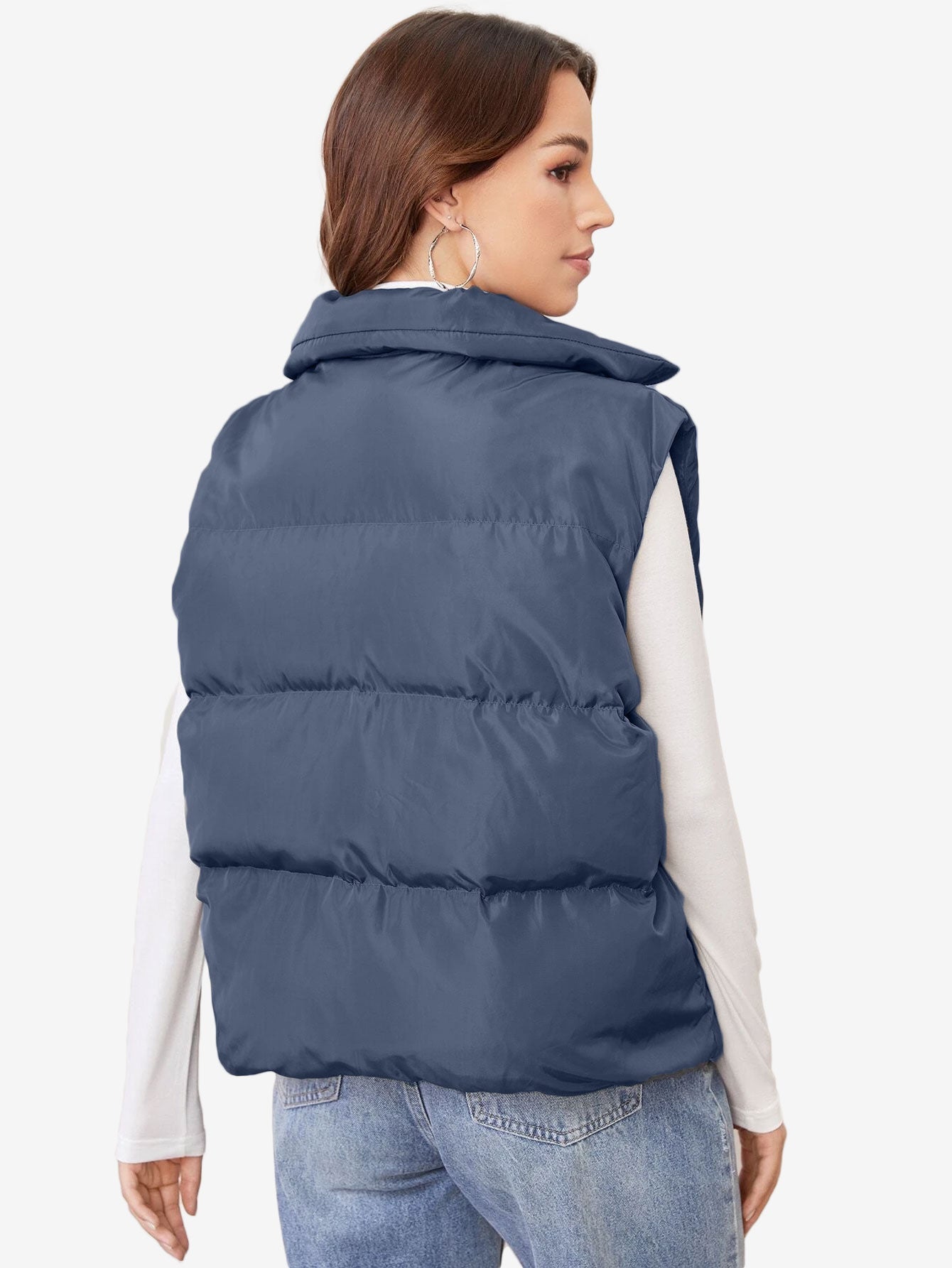 Cozy Zip Up Solid Vest Winter Coat