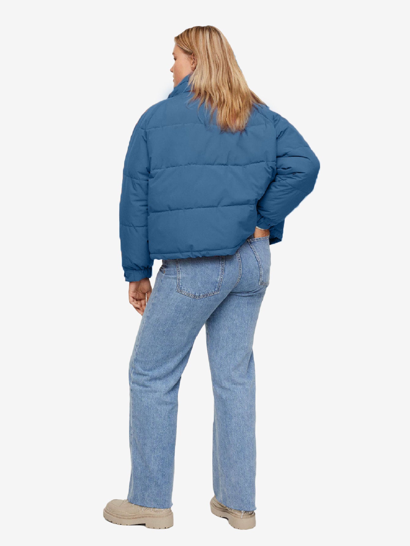 Buttoned Solid Zip Up Quilted Jacket