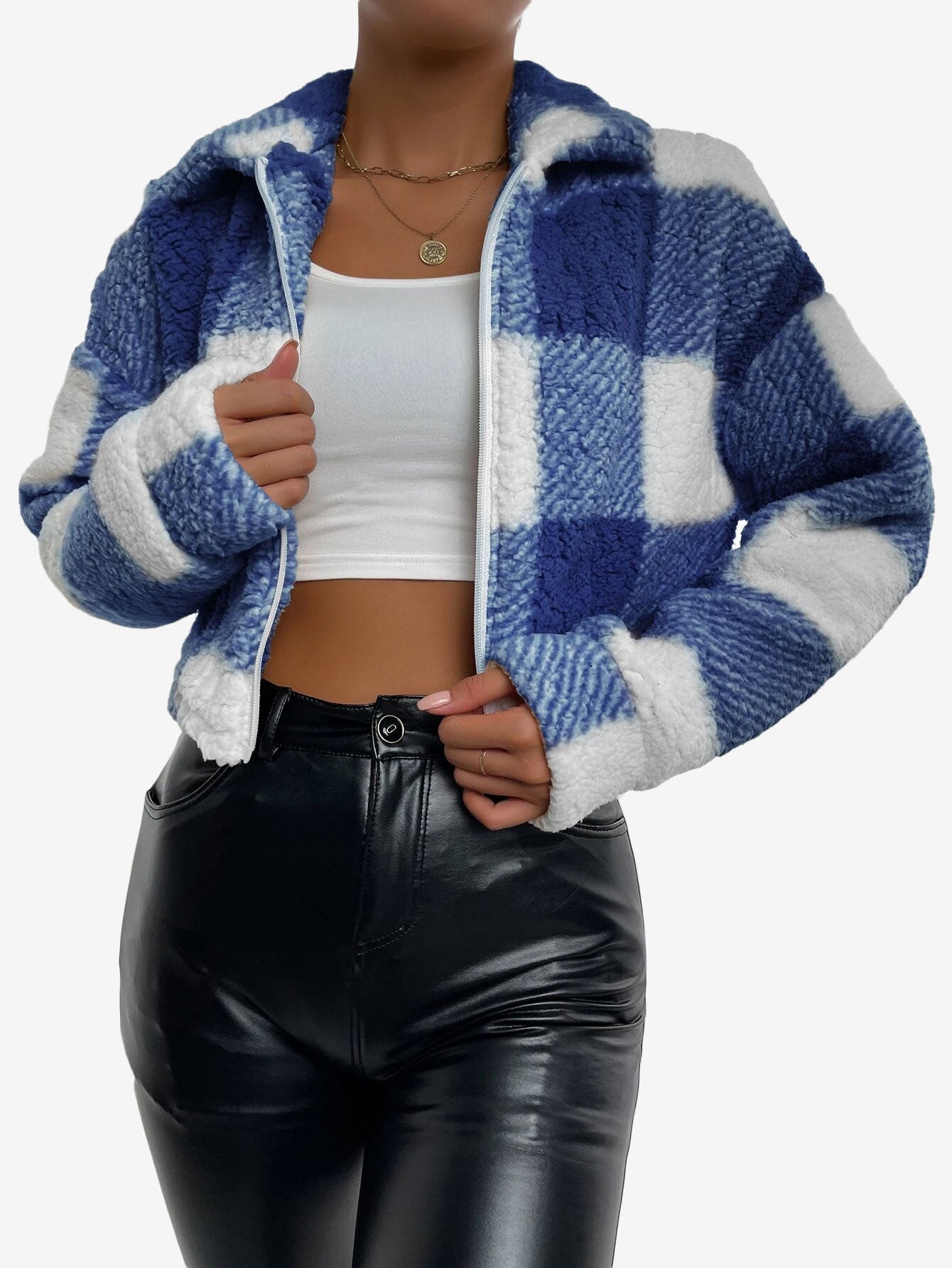 Print Drop Shoulder Zip Up Jacket