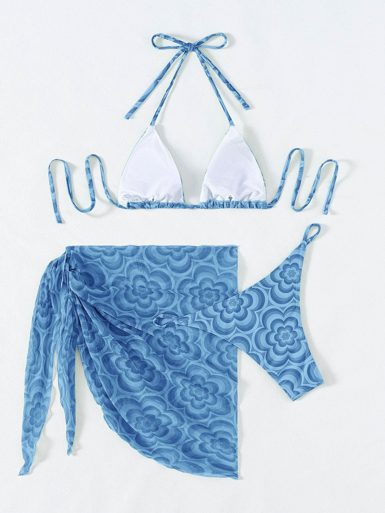 Floral Triangle Thong Bikini 3pack