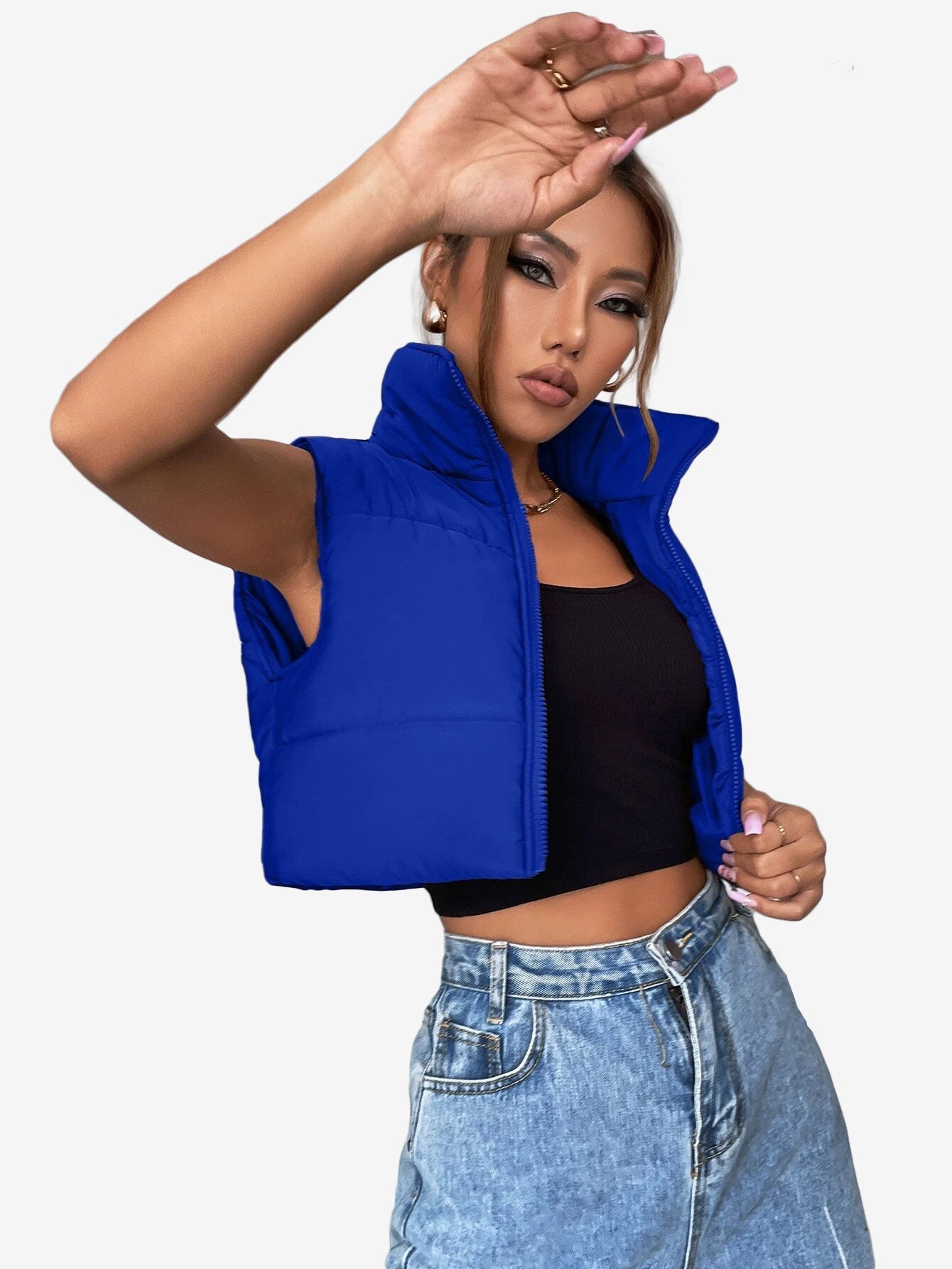 Crop Sleeveless Puffer Coat