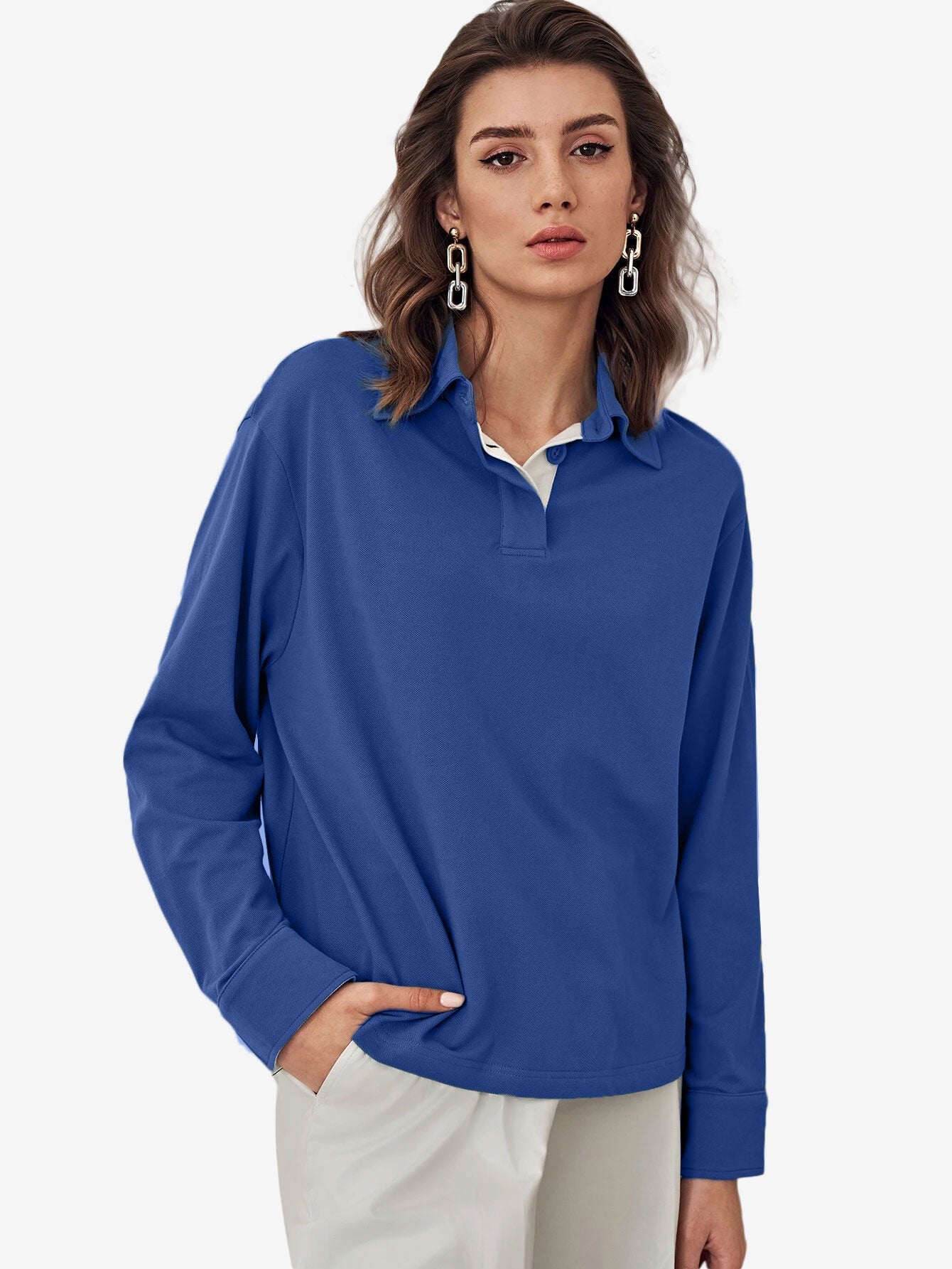 Cotton Basic Button Polo Shirt