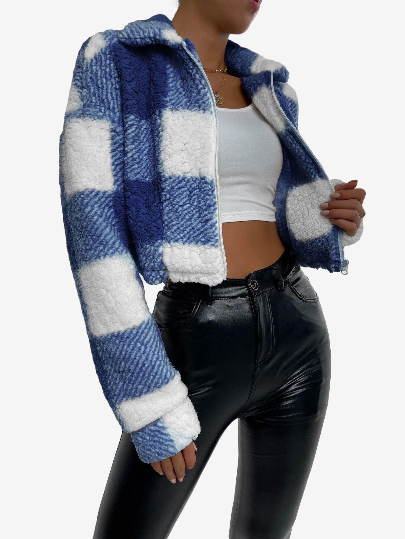 Print Drop Shoulder Zip Up Jacket