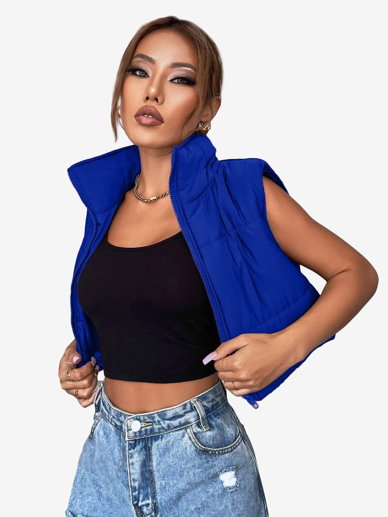 Crop Sleeveless Puffer Coat