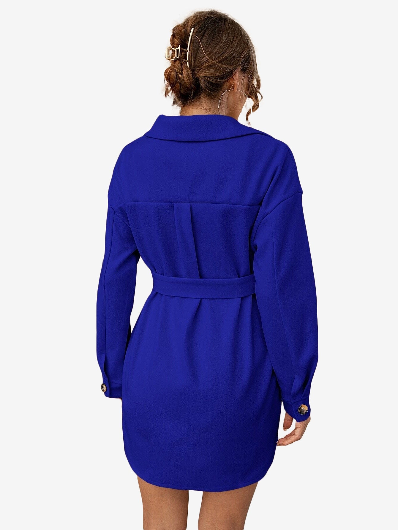 Drop Shoulder Flap Pocket Belted Overcoat