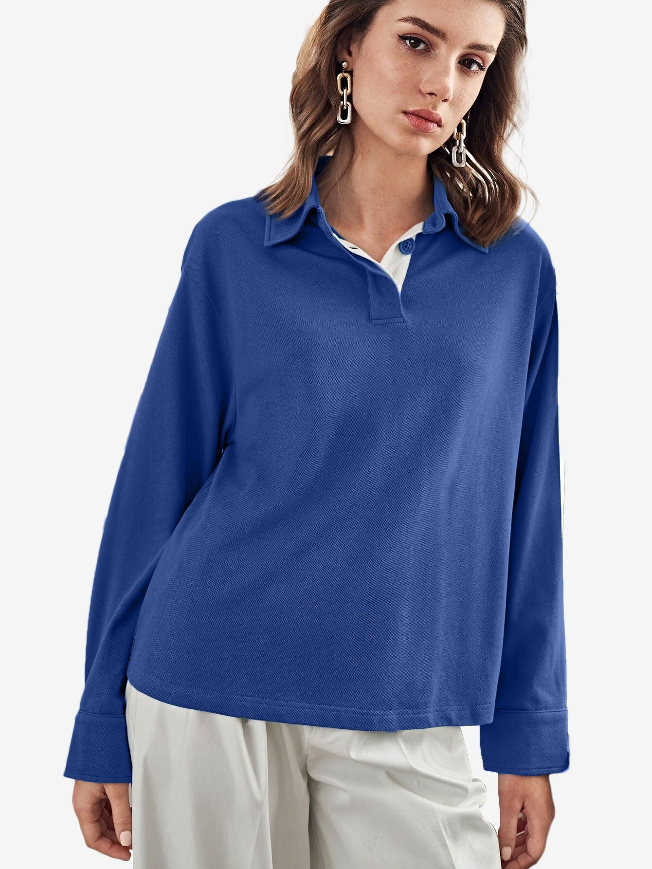 Cotton Basic Button Polo Shirt