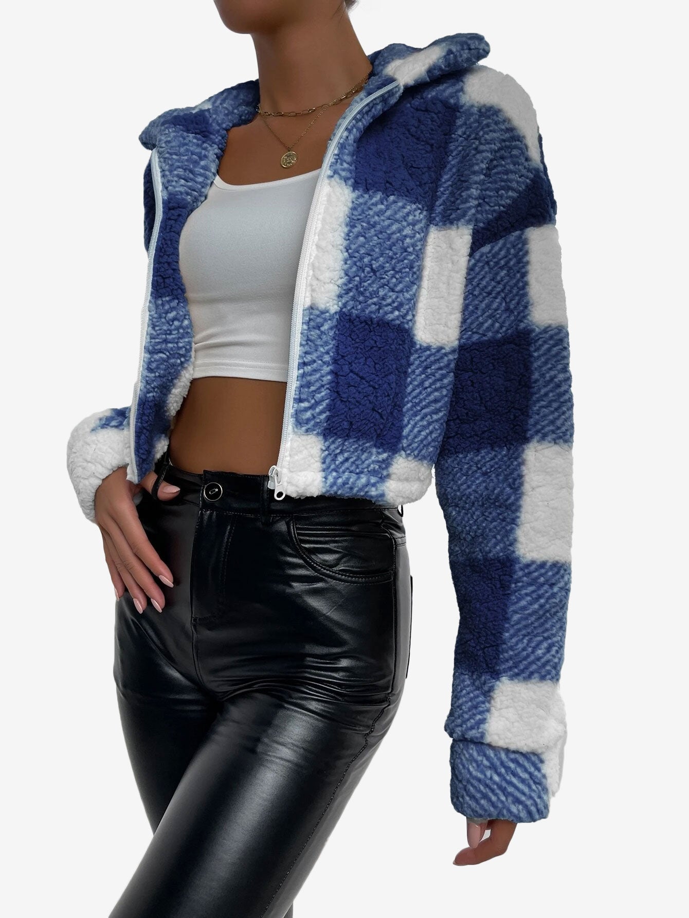 Print Drop Shoulder Zip Up Jacket