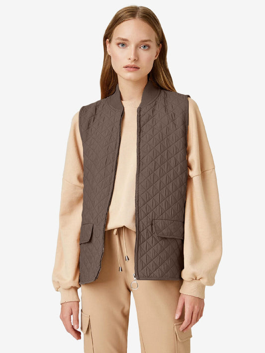 Autumn Zipper Quilted Vest Women