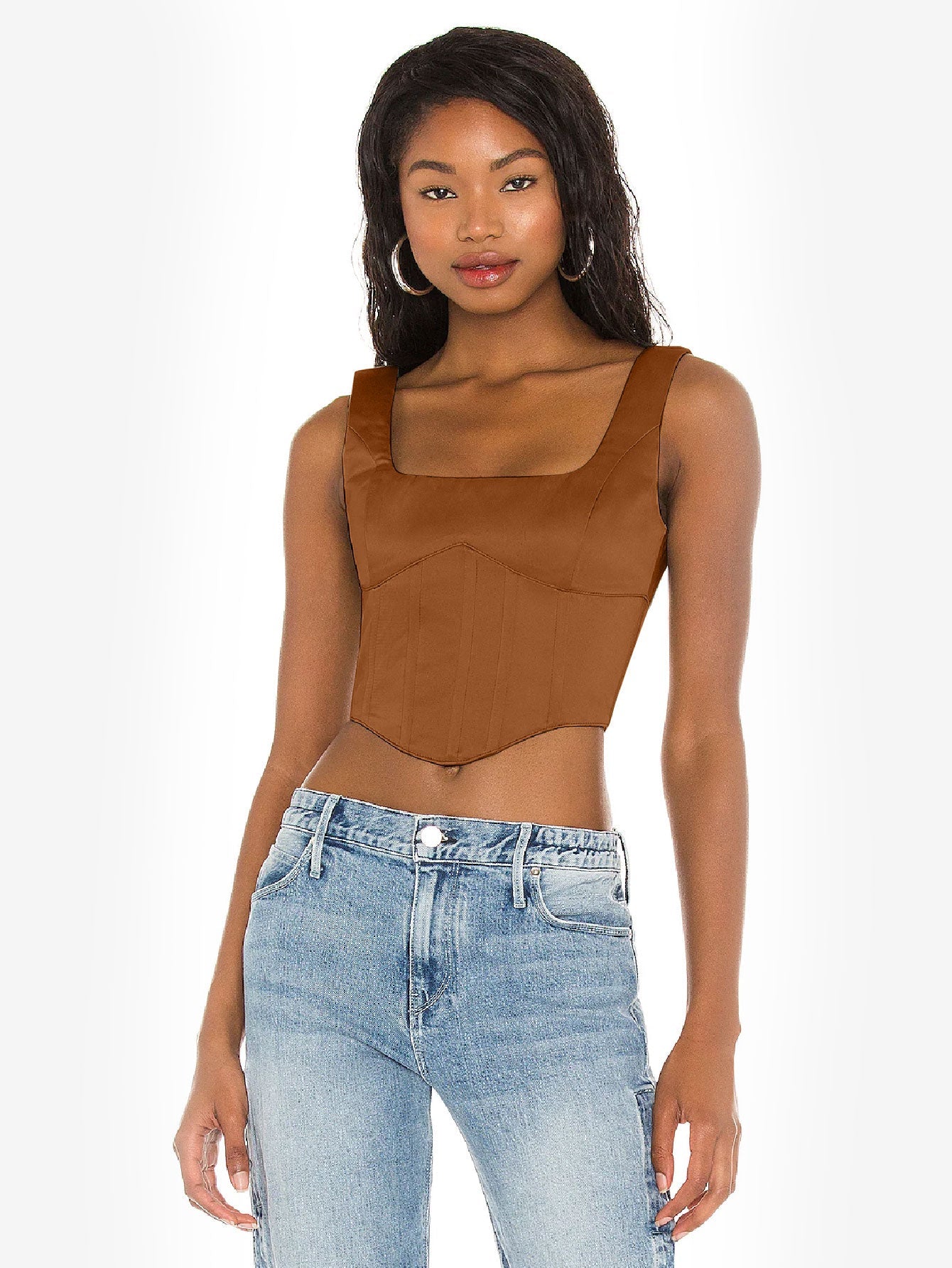 Appealing Satin Lace Up Bustier Top