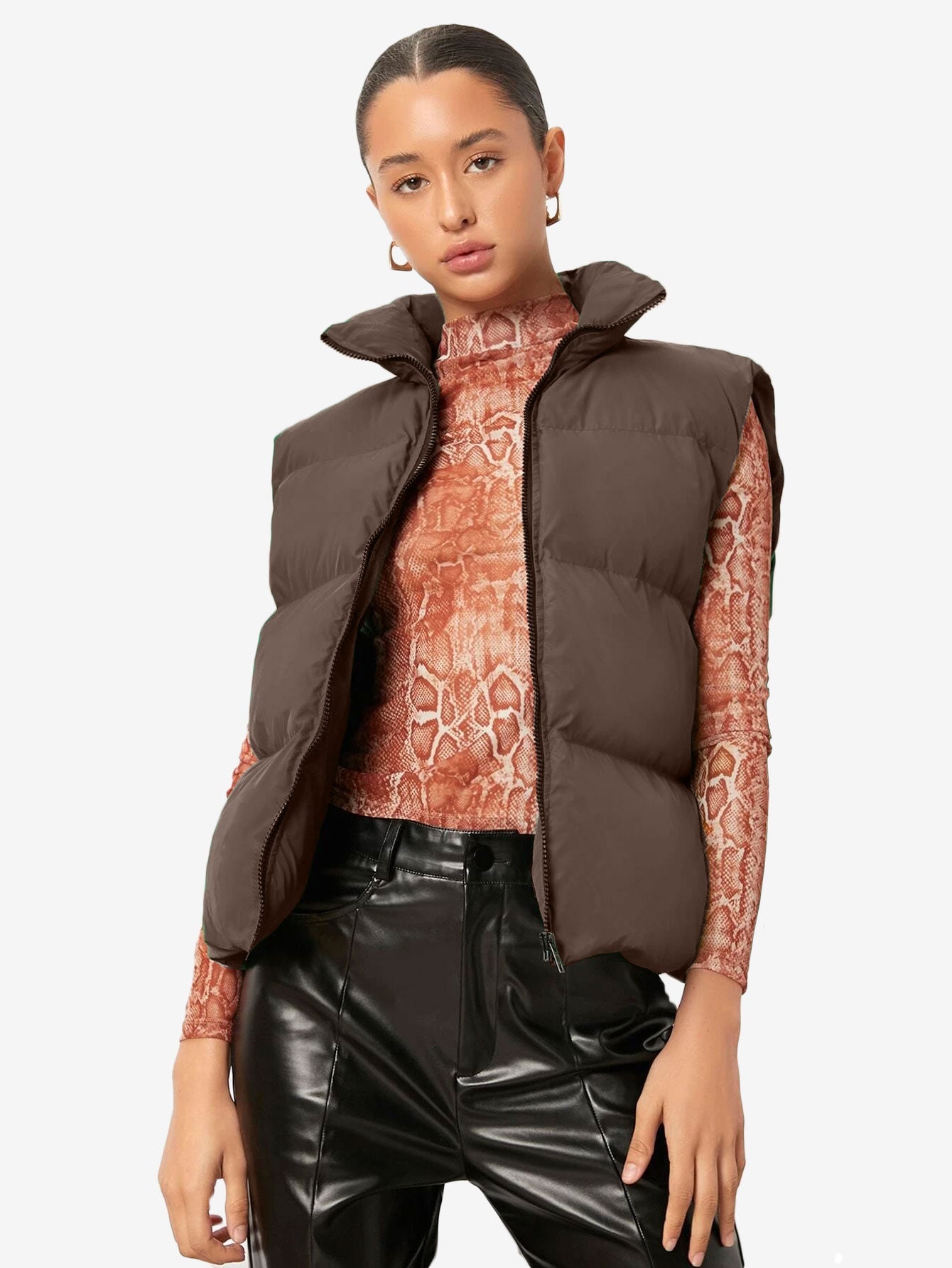 Comfy Zip Front Vest Puffer Coat