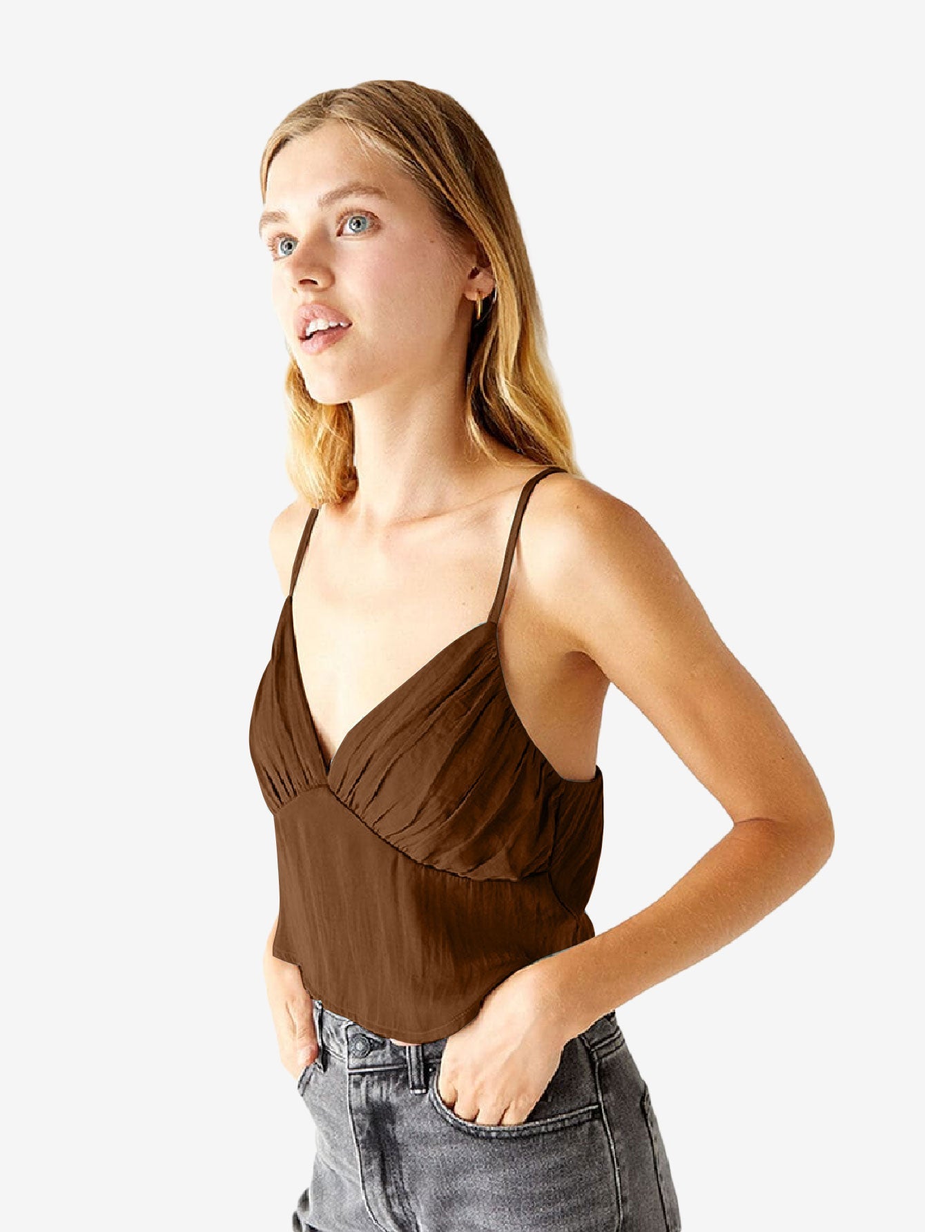 Hearts Ruched Satin Tank Top