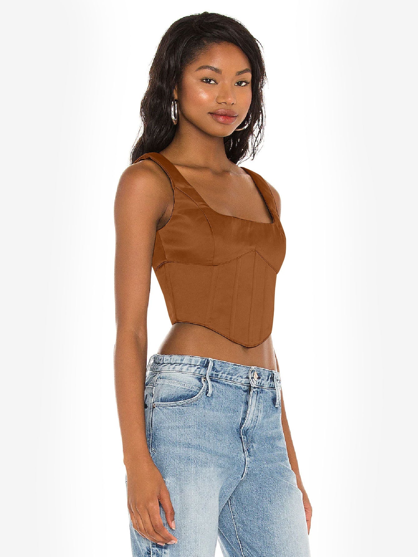 Appealing Satin Lace Up Bustier Top