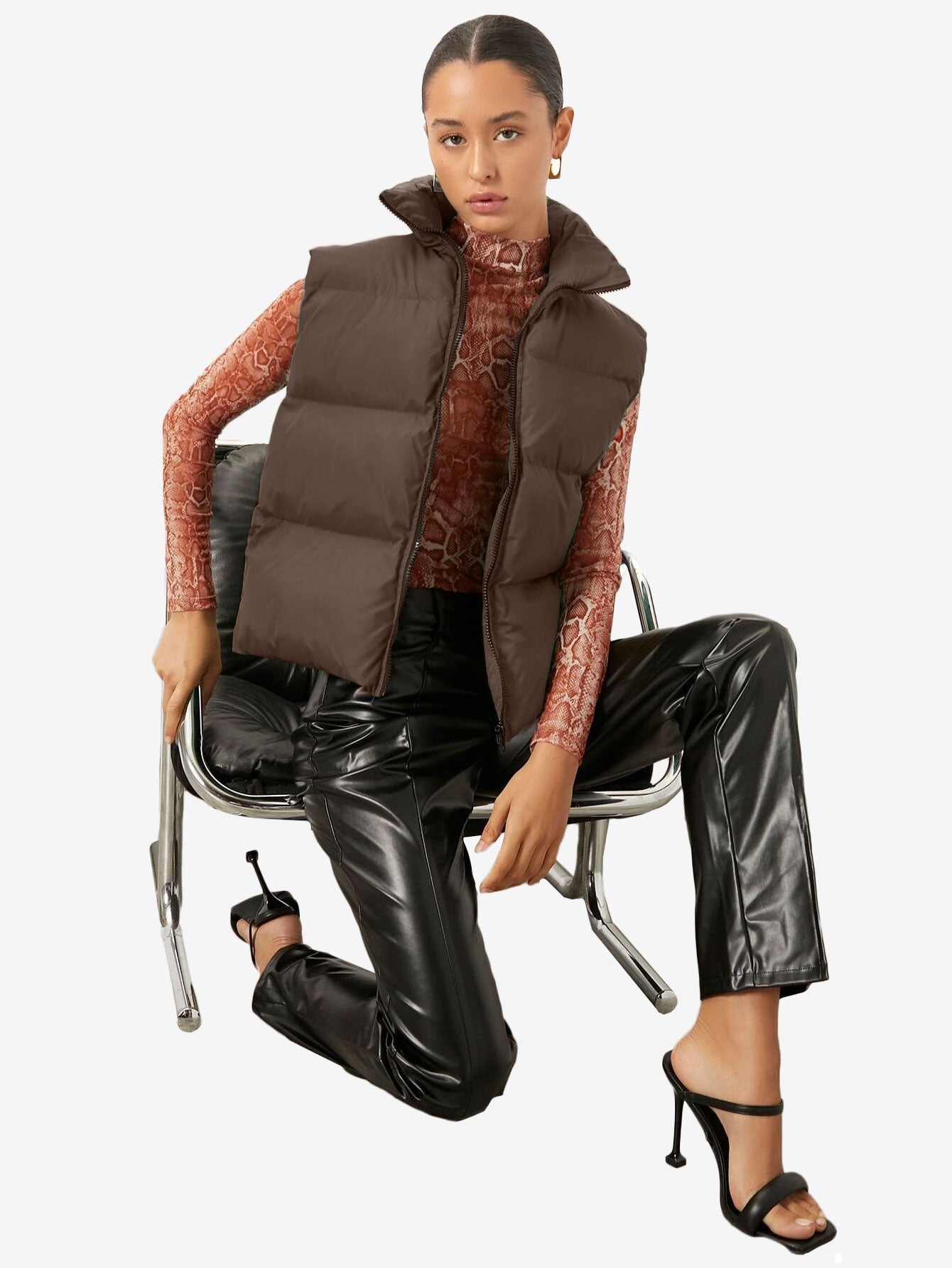 Comfy Zip Front Vest Puffer Coat