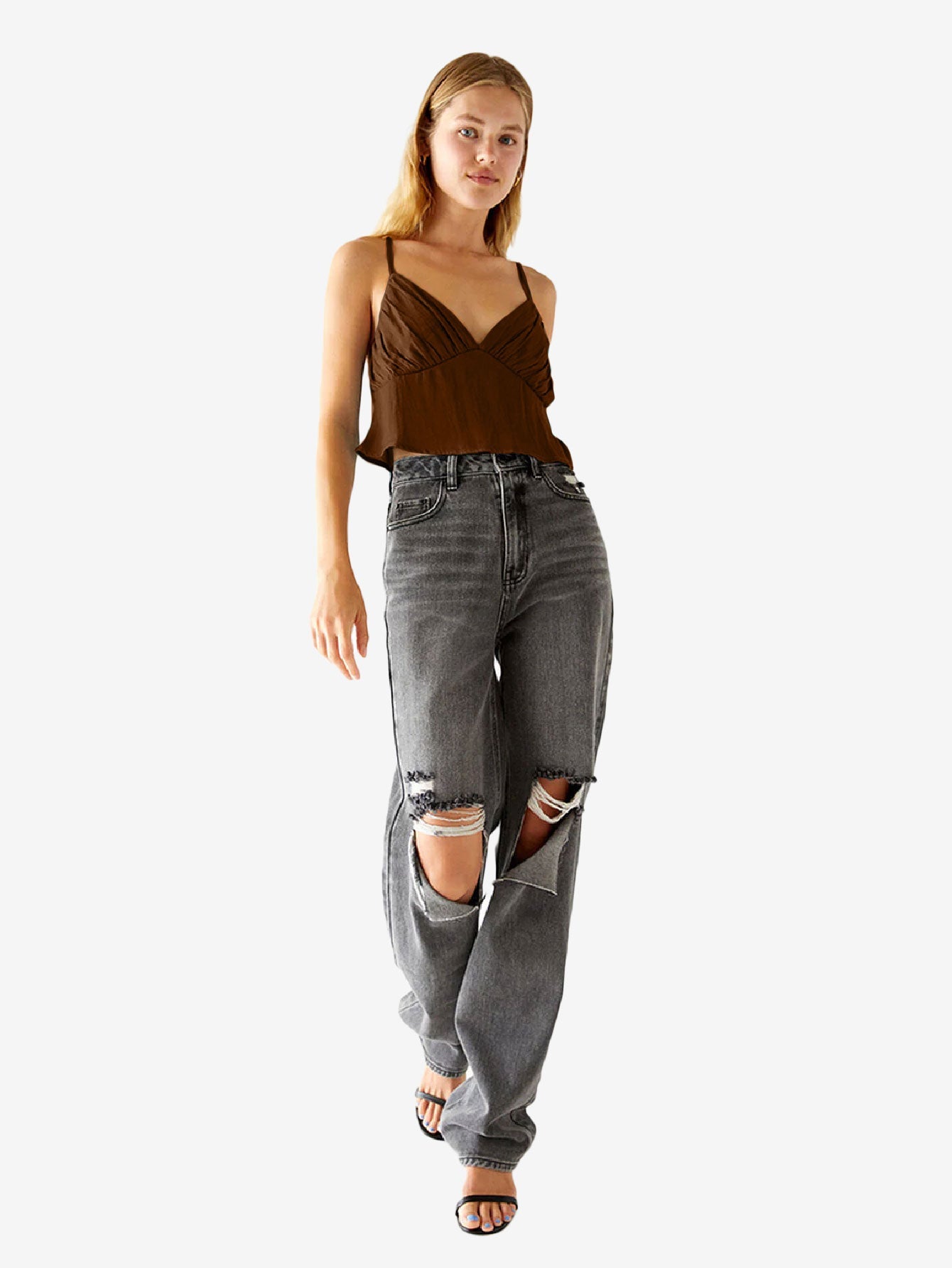 Hearts Ruched Satin Tank Top