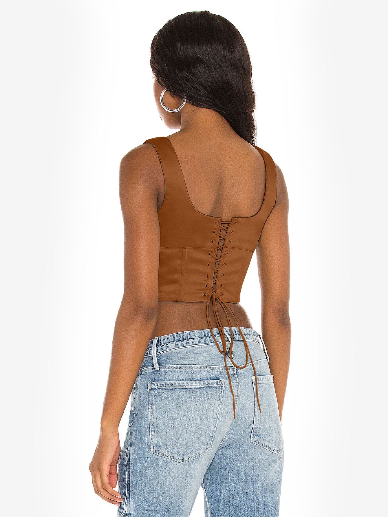 Appealing Satin Lace Up Bustier Top