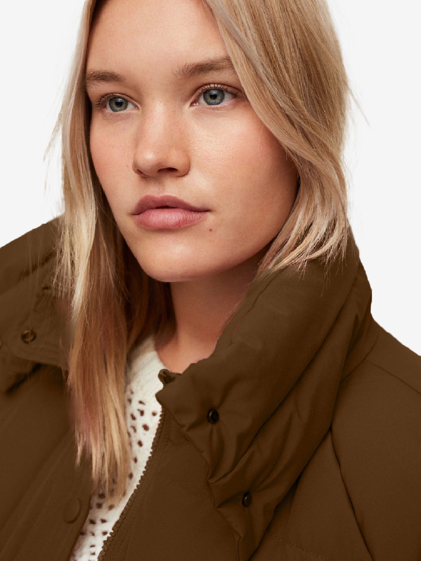 Buttoned Solid Zip Up Quilted Jacket