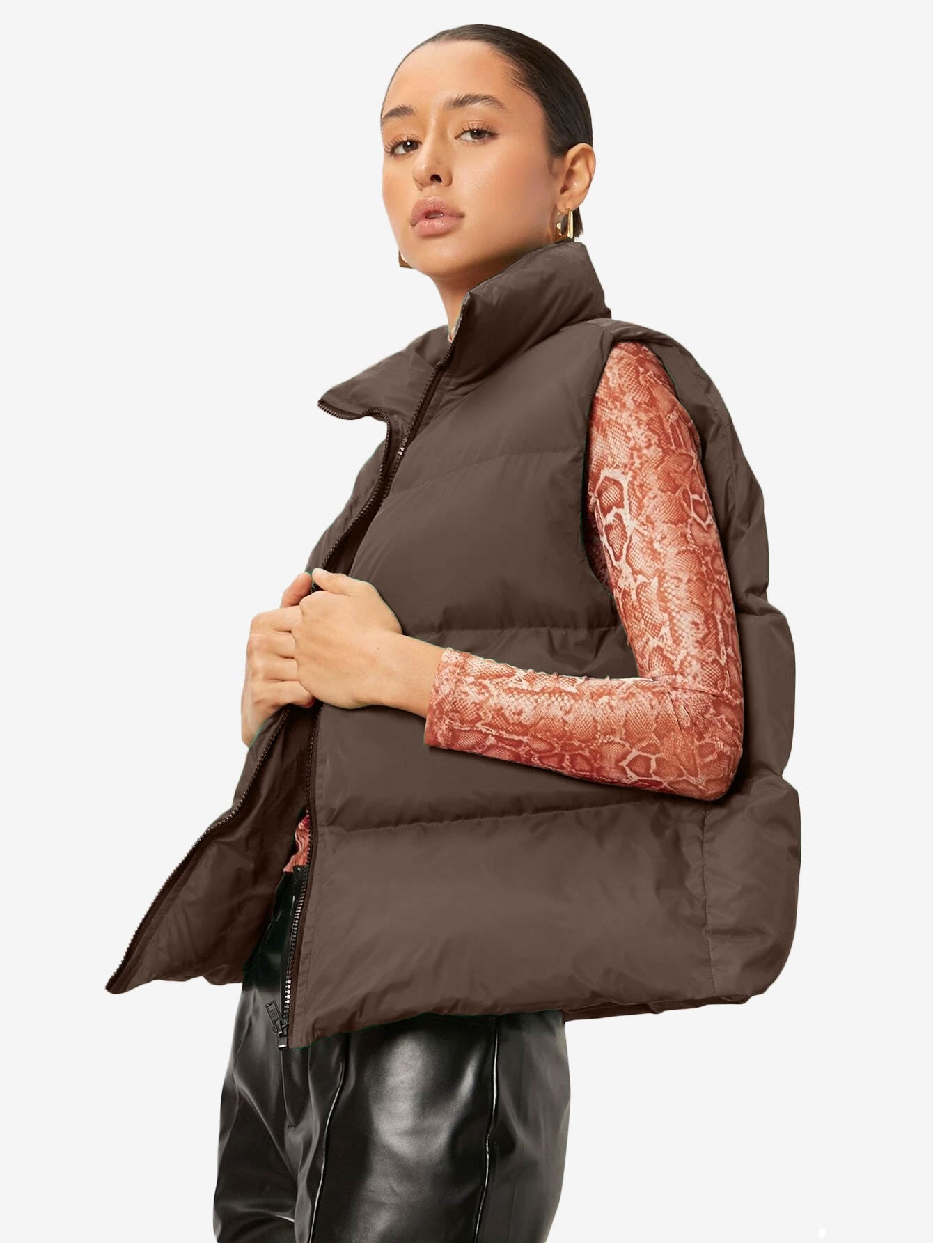 Comfy Zip Front Vest Puffer Coat