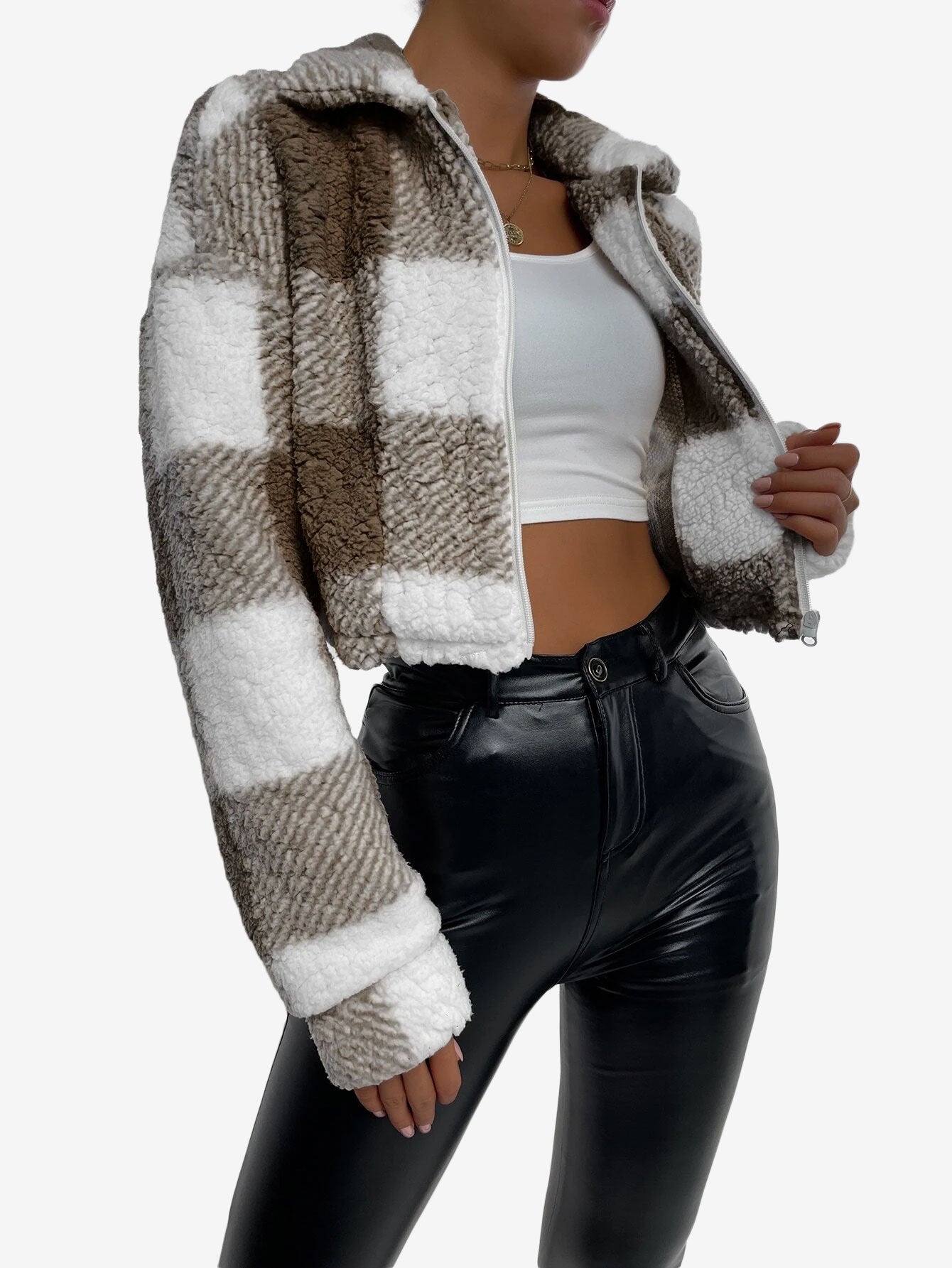 Print Drop Shoulder Zip Up Jacket