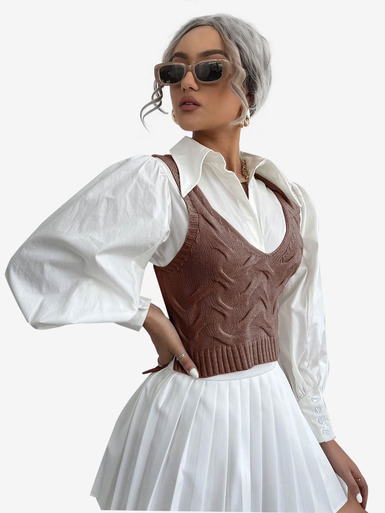 Cable Knit Sweater Vest