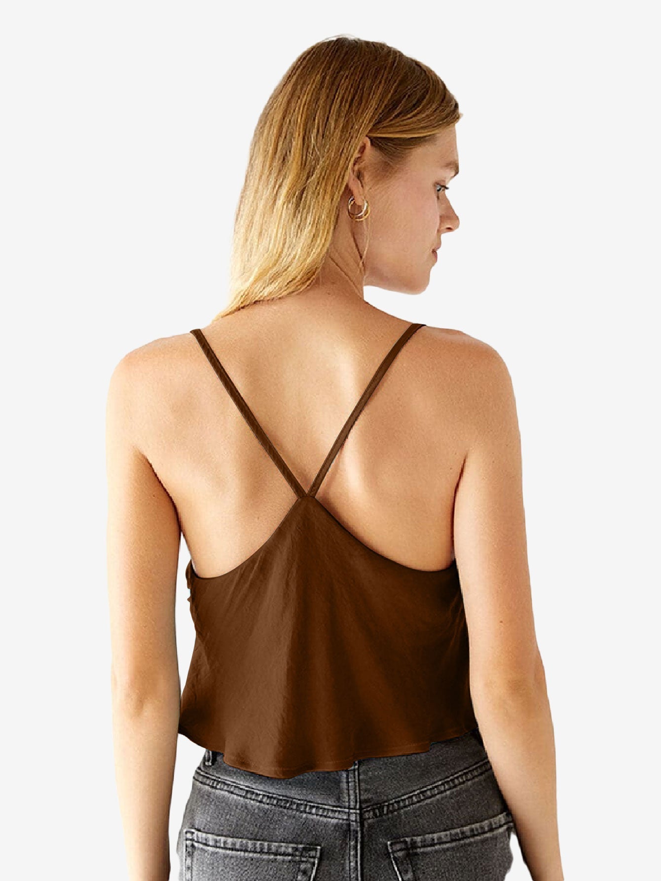 Hearts Ruched Satin Tank Top
