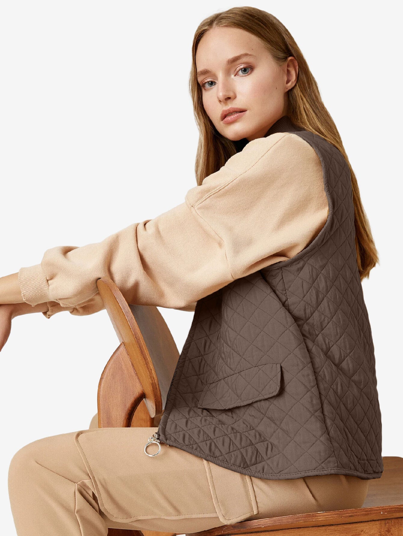 Autumn Zipper Quilted Vest Women