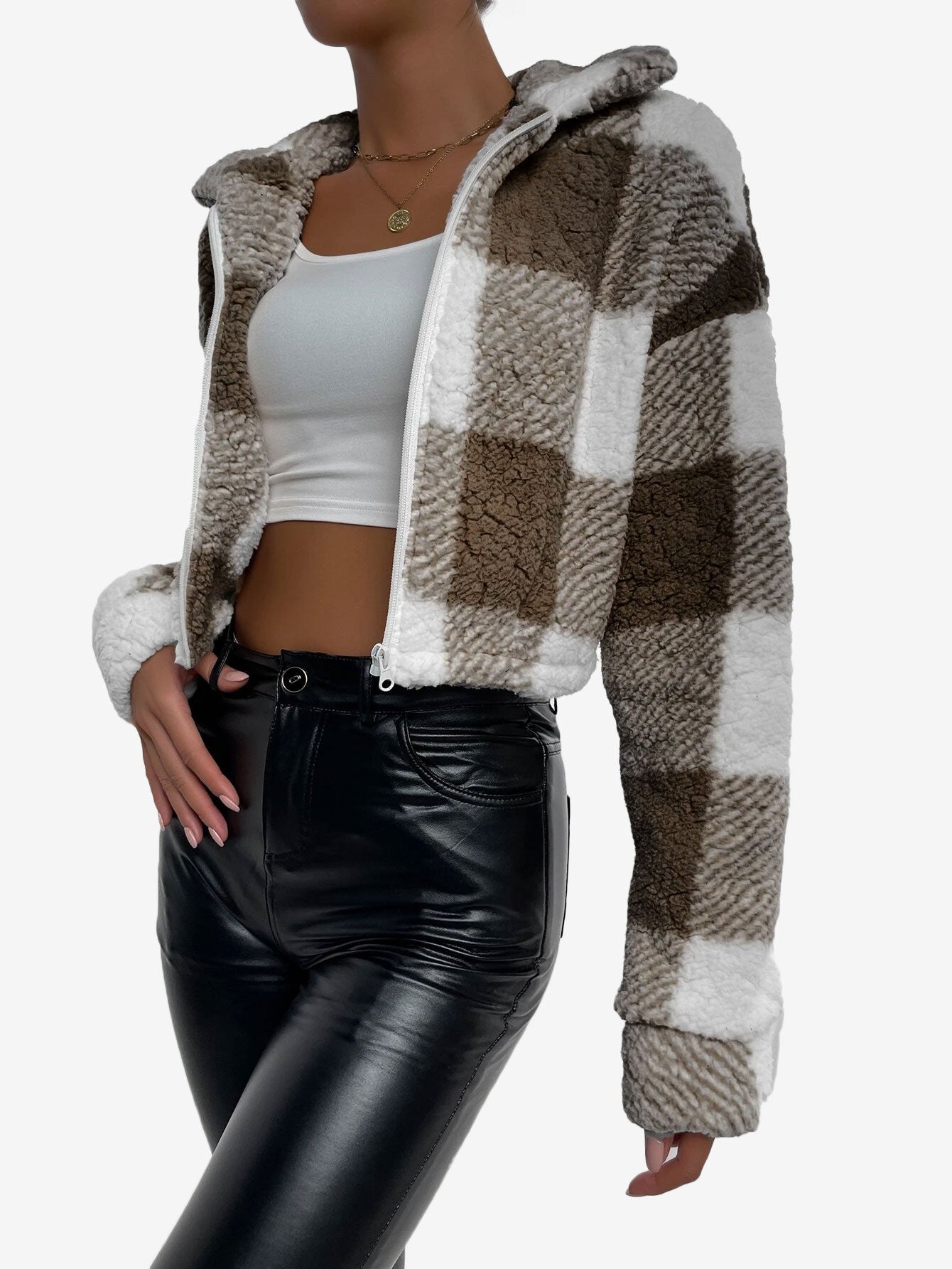 Print Drop Shoulder Zip Up Jacket