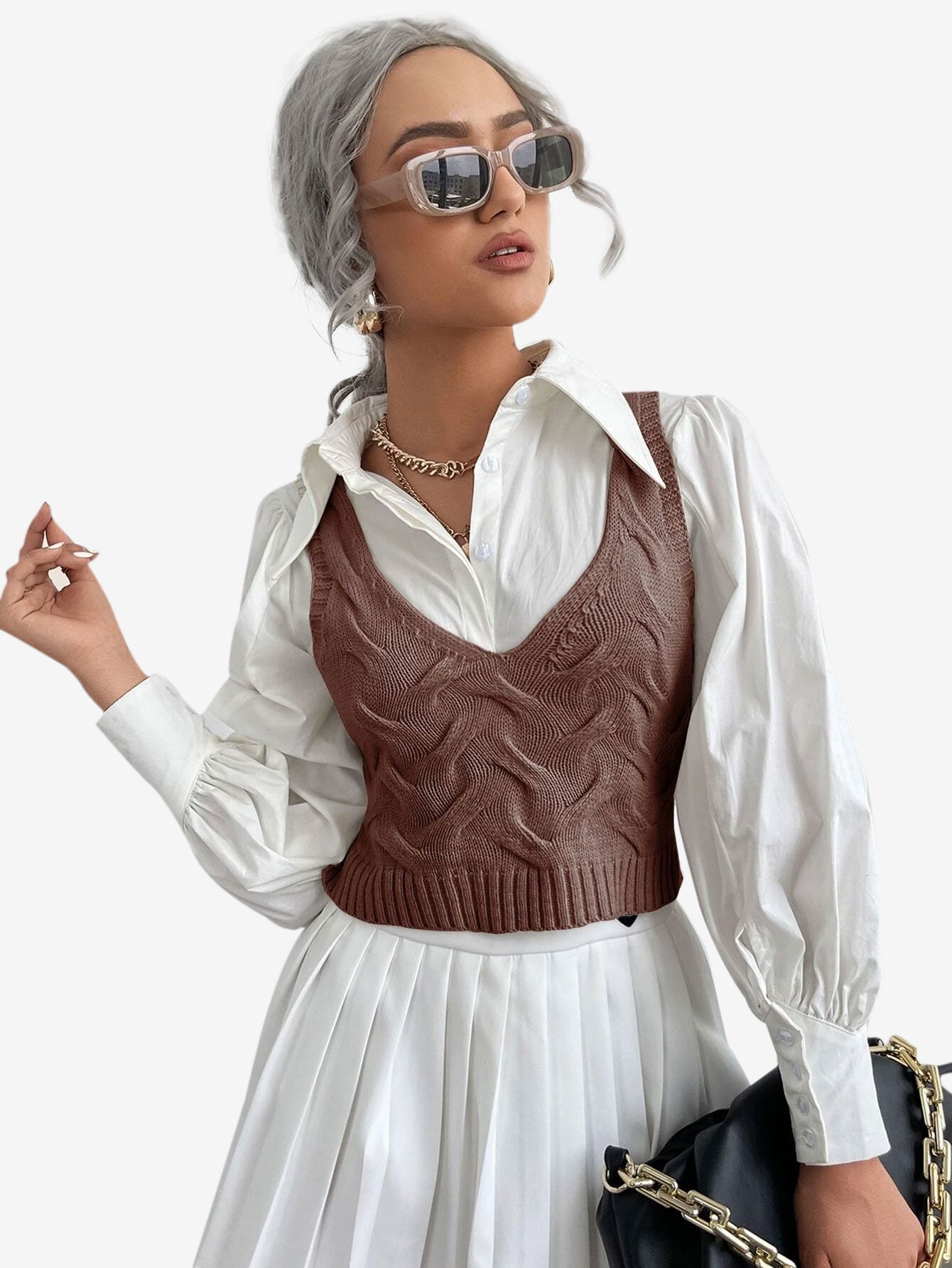 Cable Knit Sweater Vest