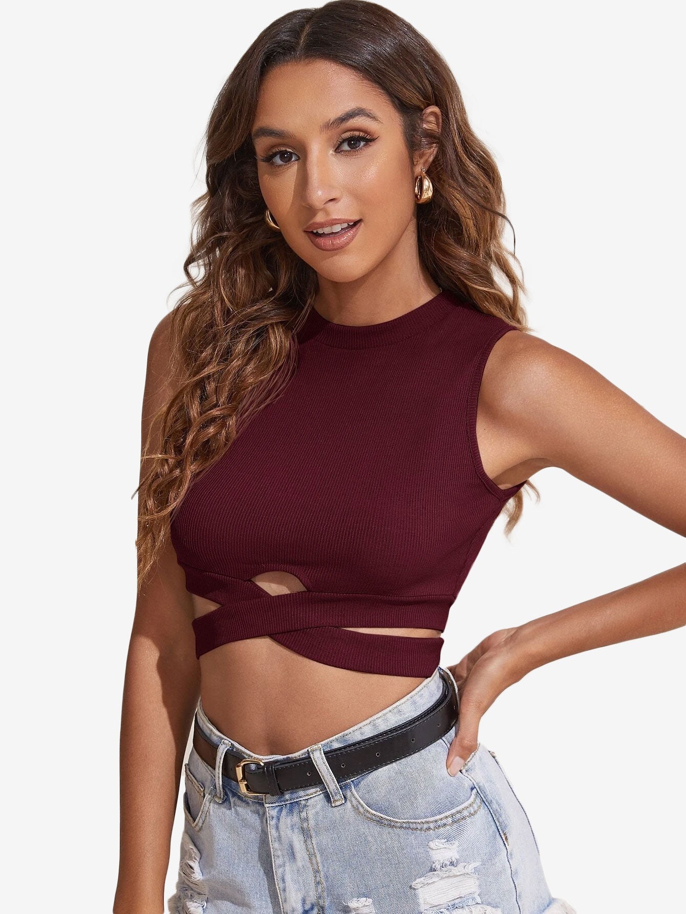 Cut Out Detail Slim Tank Top