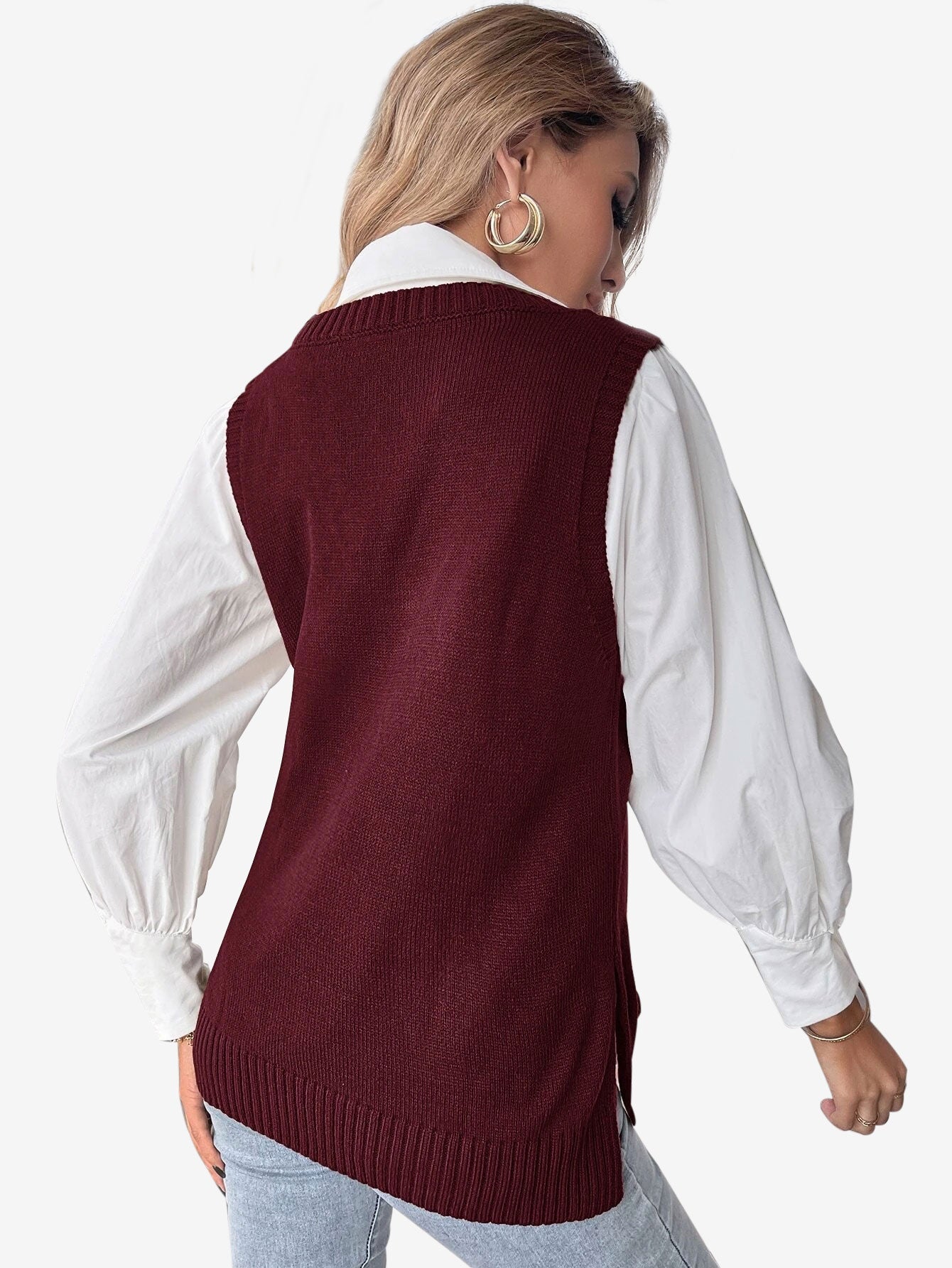 Autumn Split Hem Sweater Vest