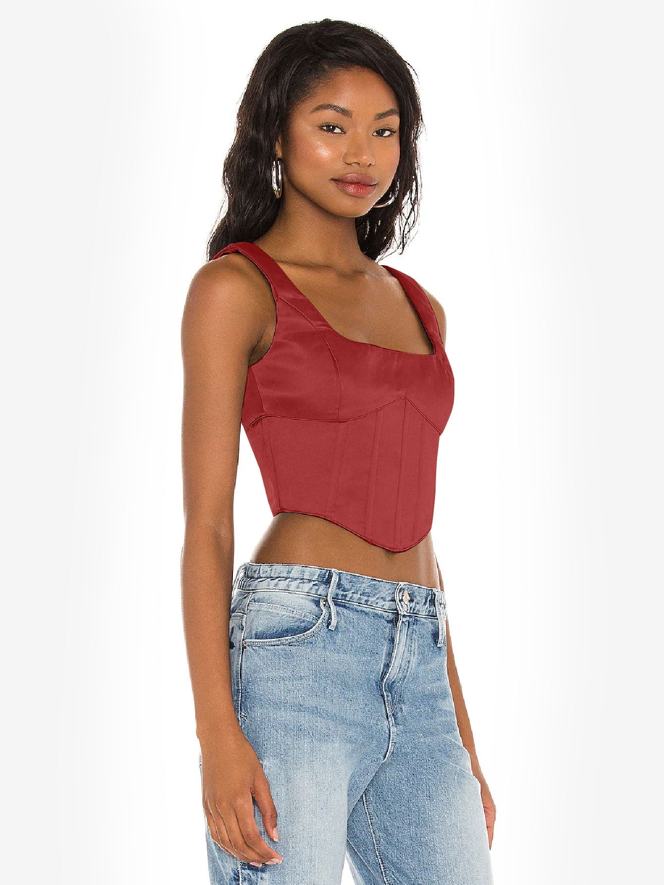 Appealing Satin Lace Up Bustier Top