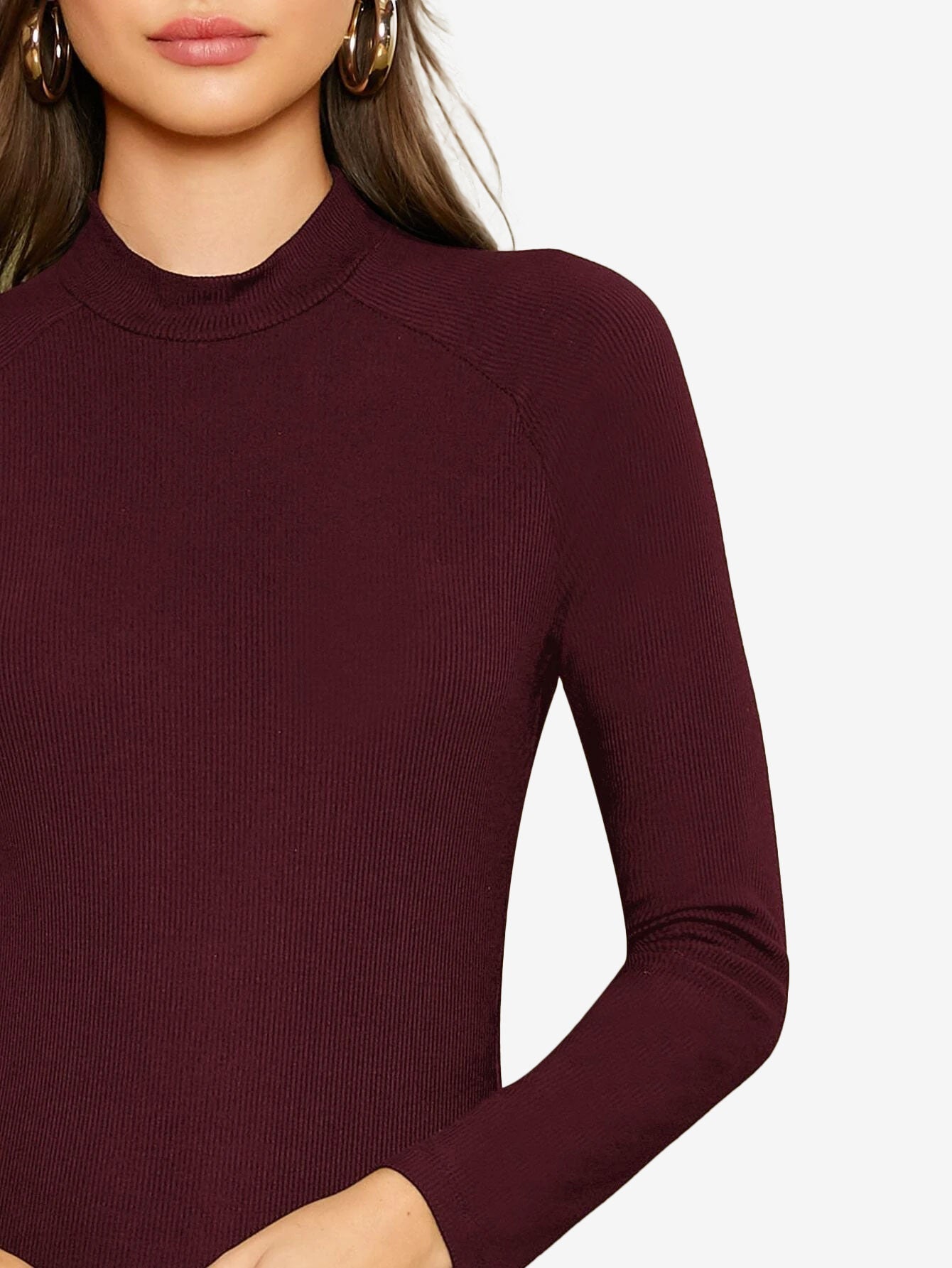 Attractive Mock-Neck Raglan Sleeve Bodysuit