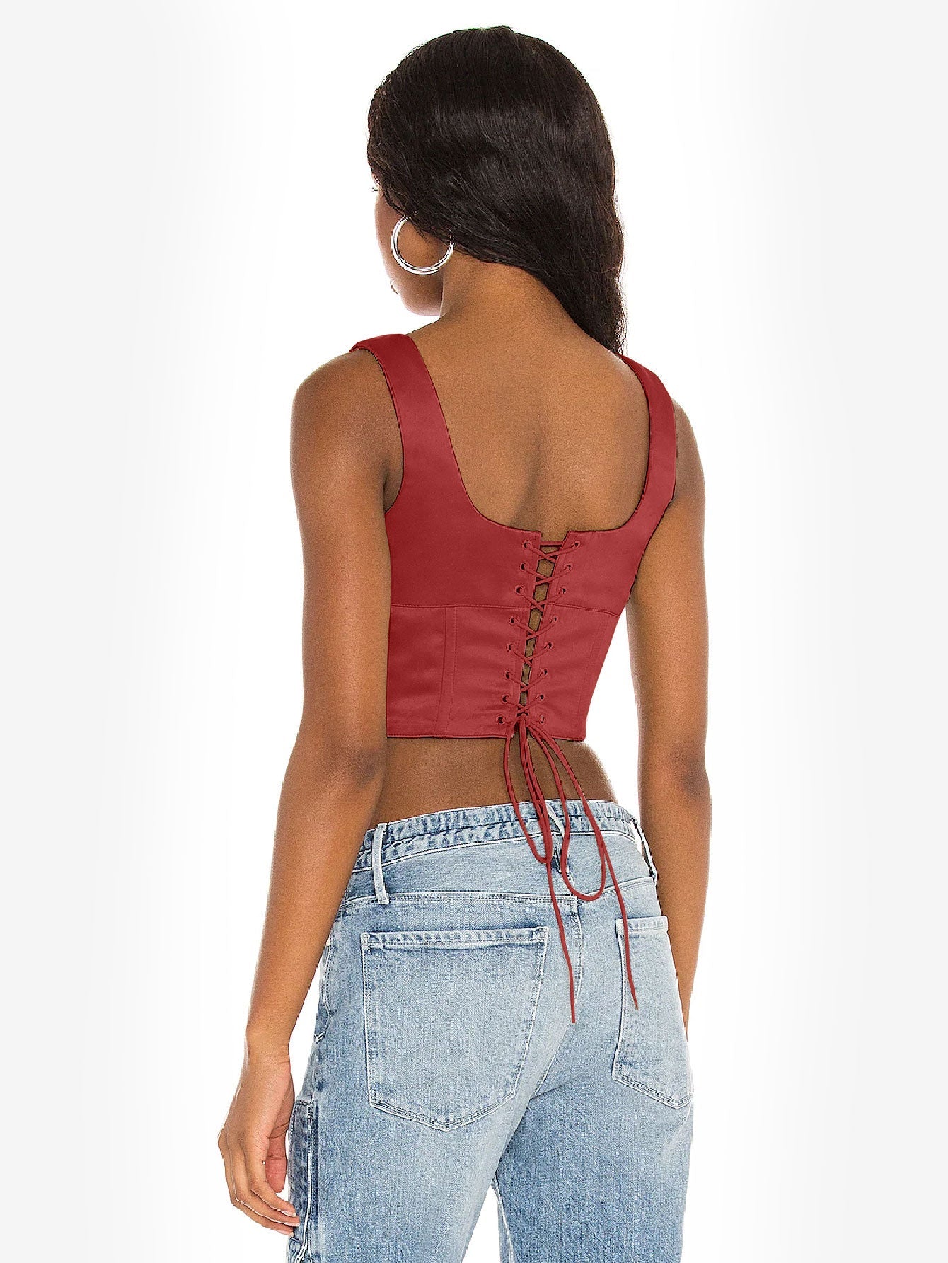 Appealing Satin Lace Up Bustier Top