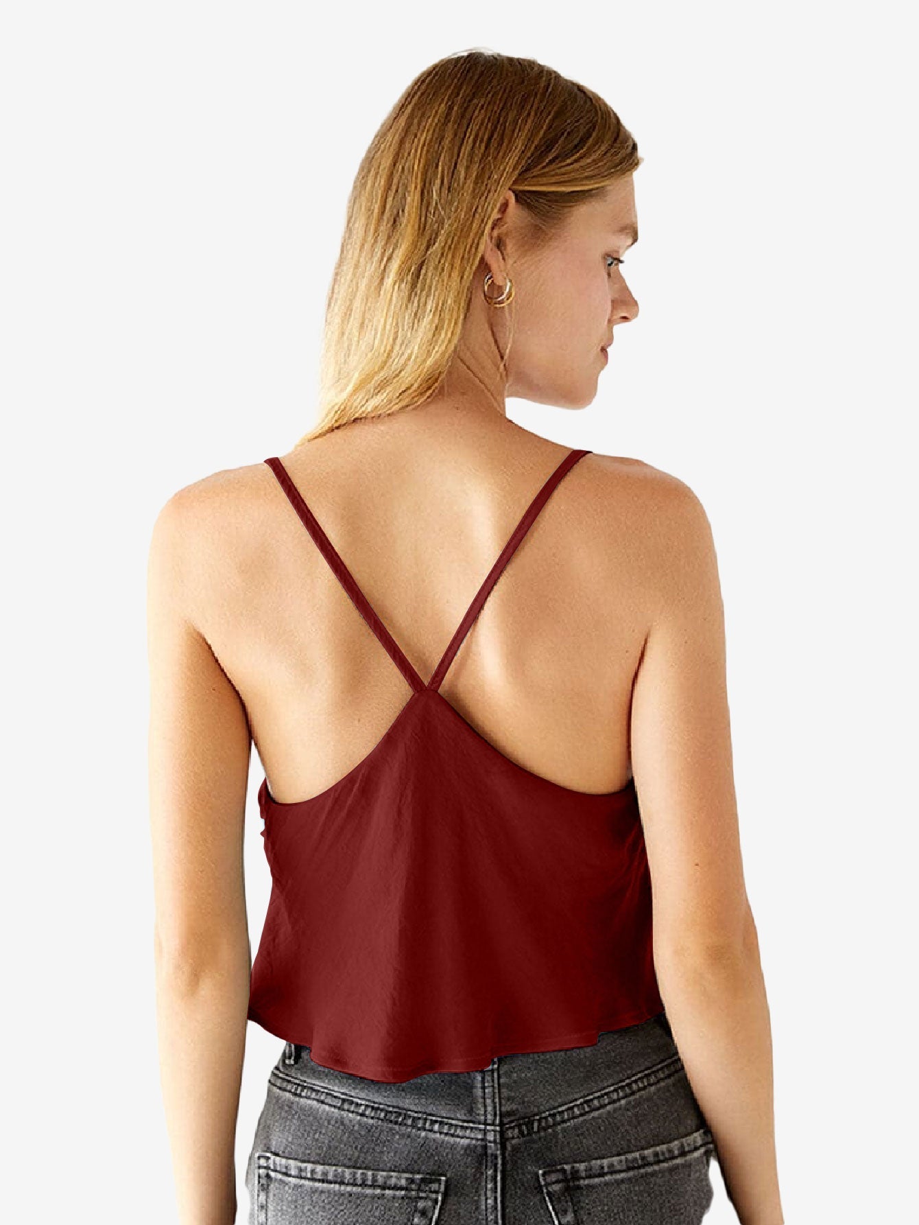 Hearts Ruched Satin Tank Top