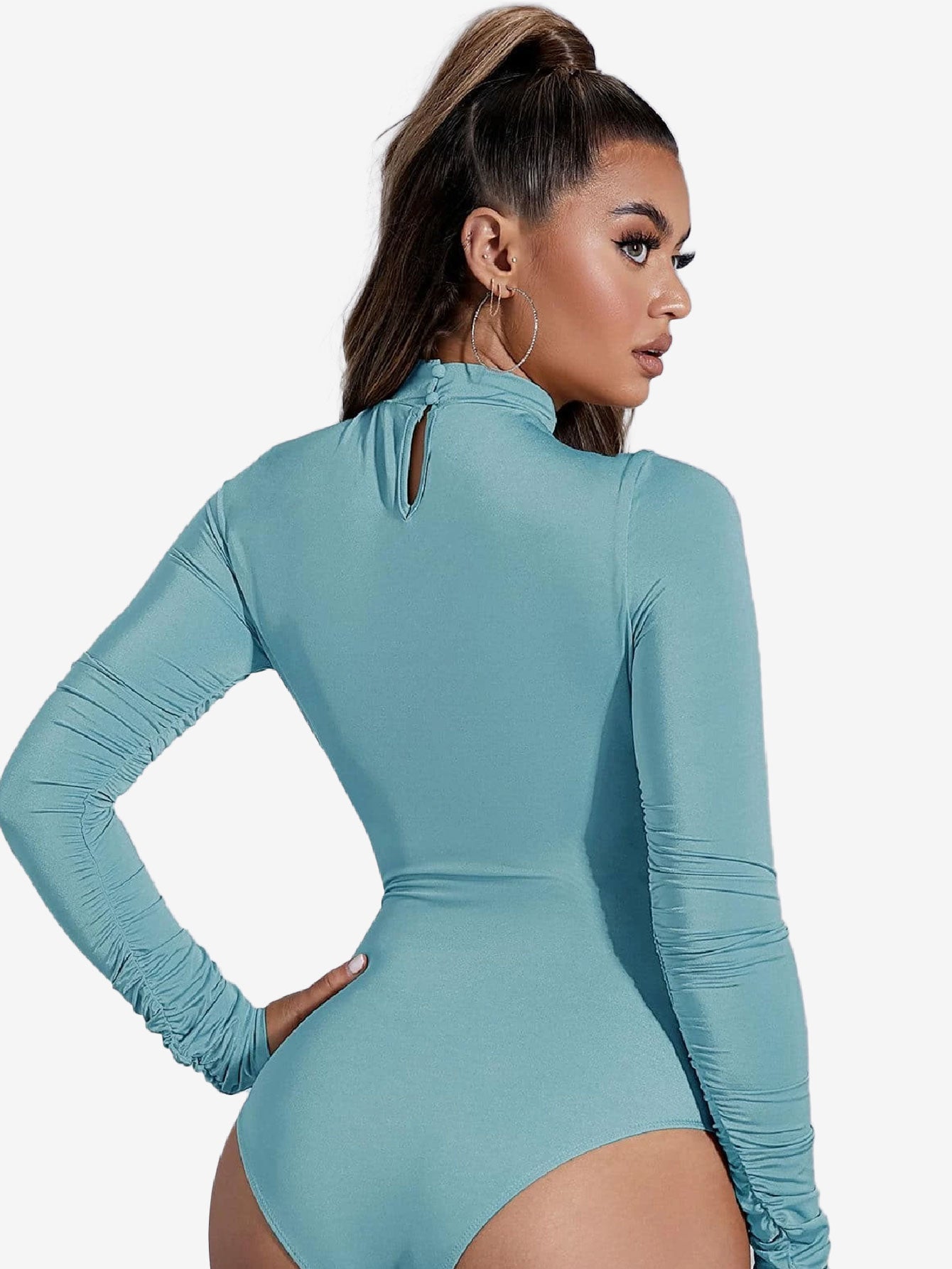 Arouse Mock Neck Cut Out Ring Linked Bodysuit