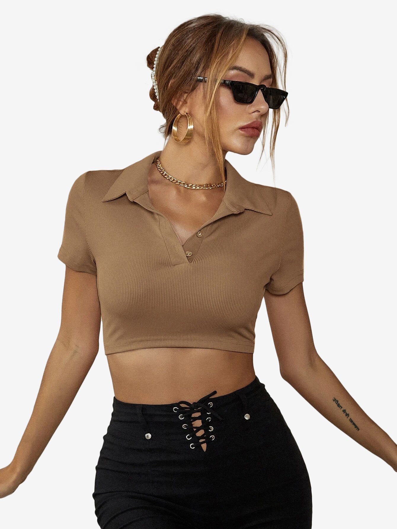 Collar Crop Polo