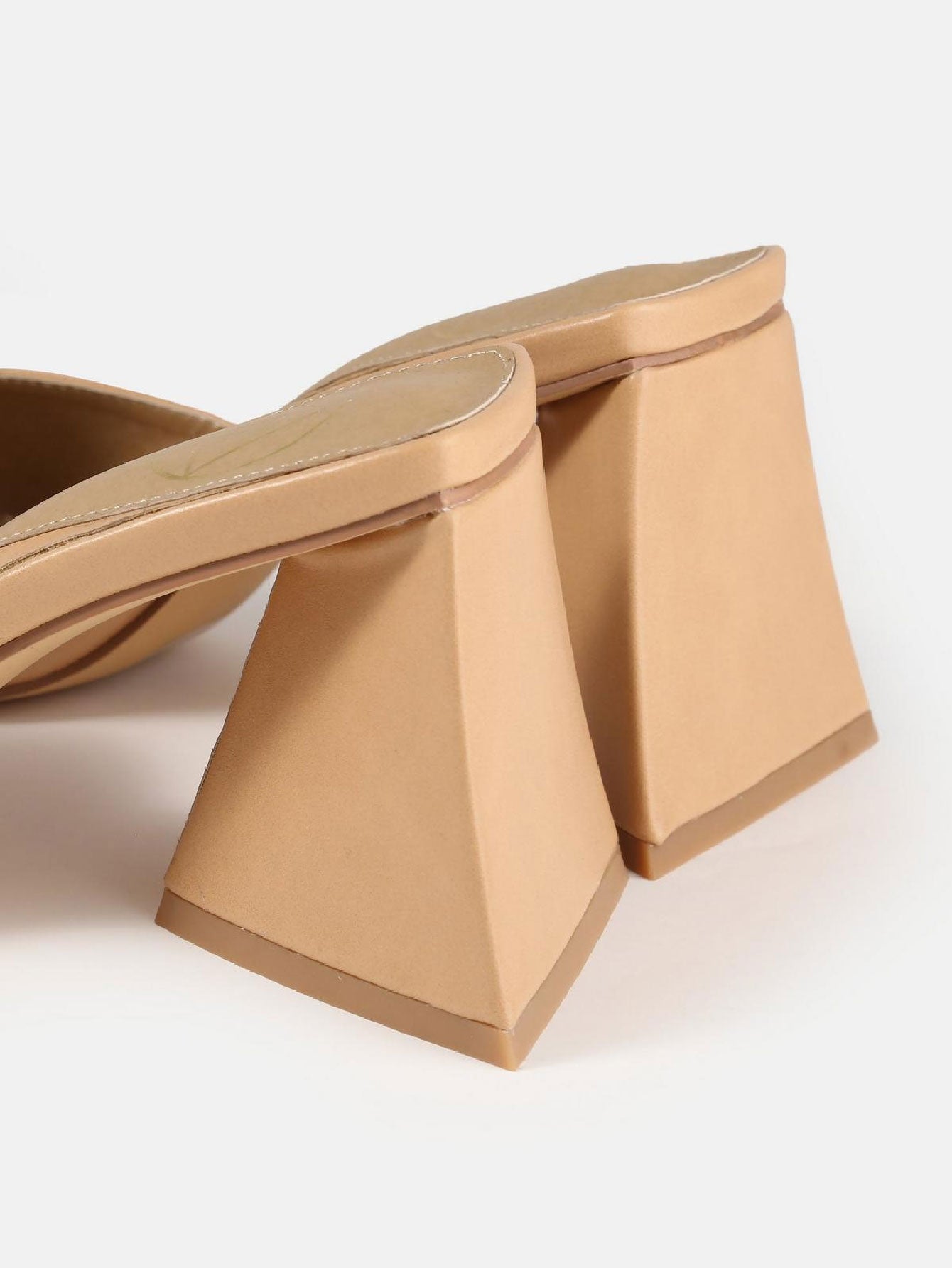 Faux Leather Triangular Heeled Sandals