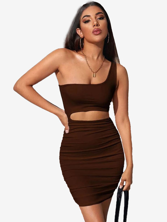 Adorable One Shoulder Cutout Dress