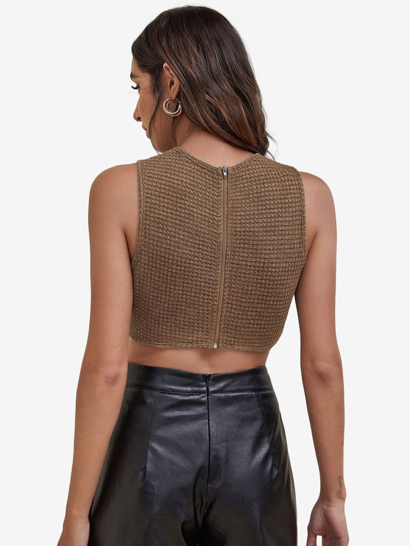 Appealing Waffle Knit Crop Tank Top
