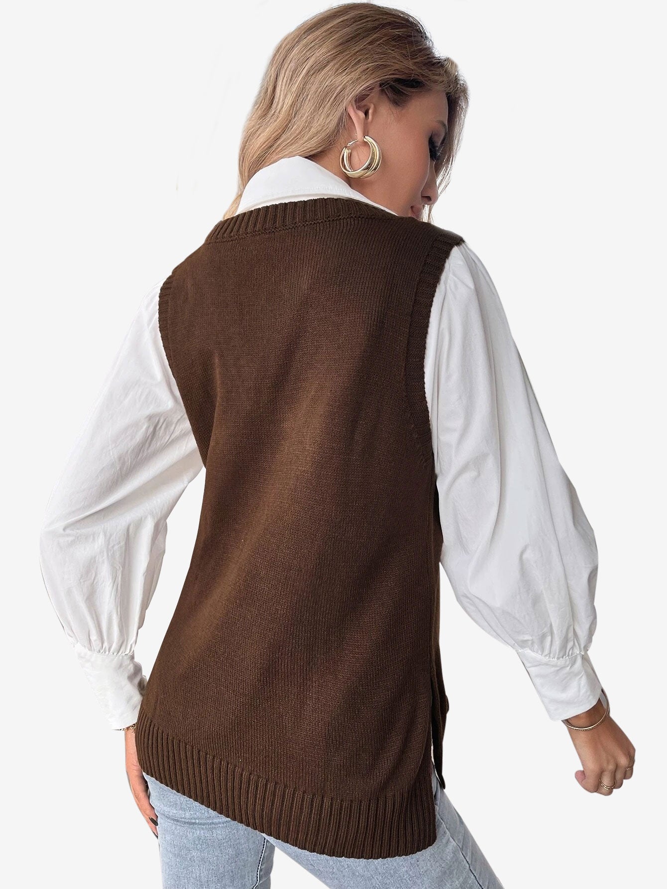 Autumn Split Hem Sweater Vest