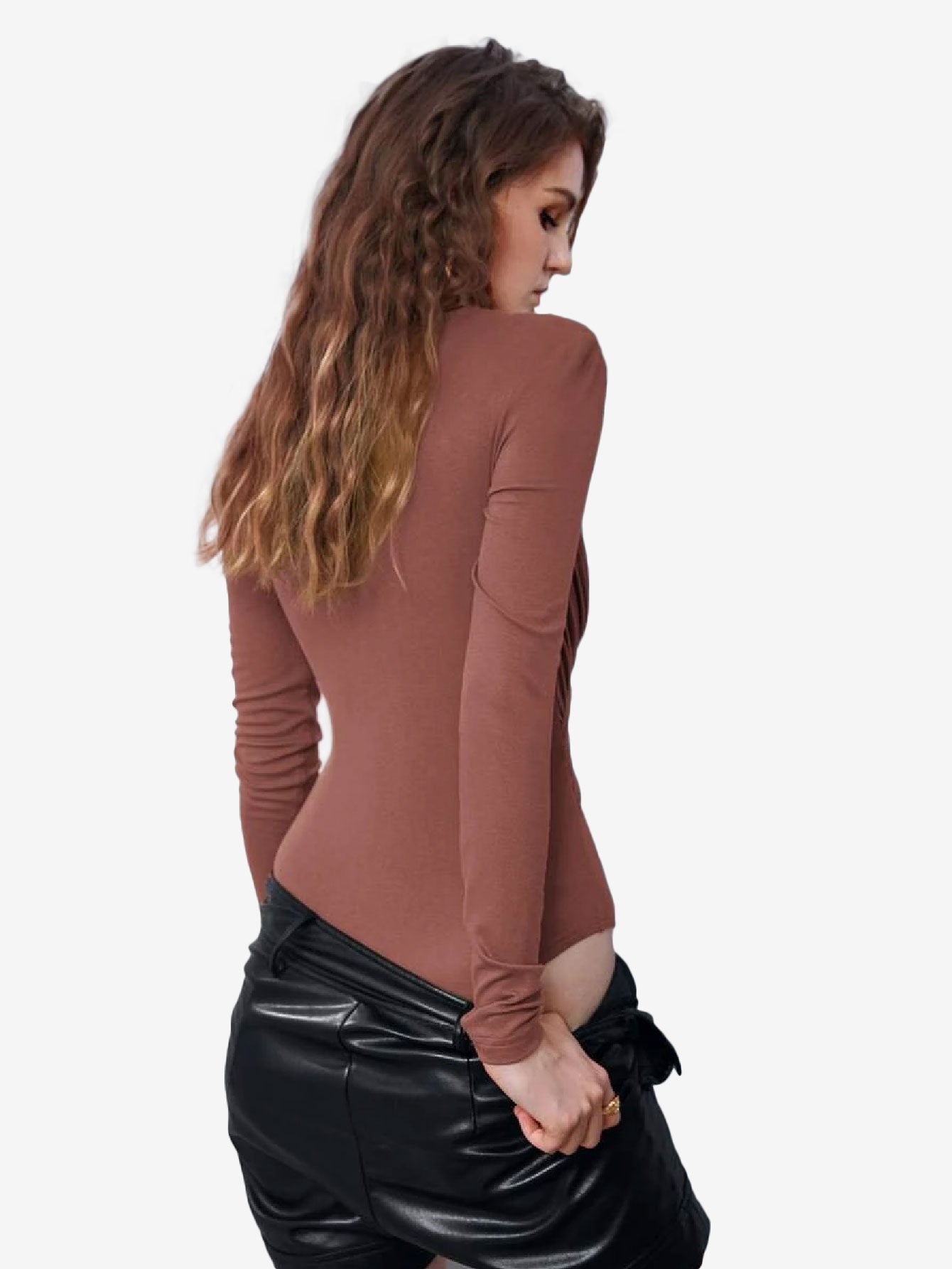 Appealing Neck Puff Sleeve Ruched Bodysuit